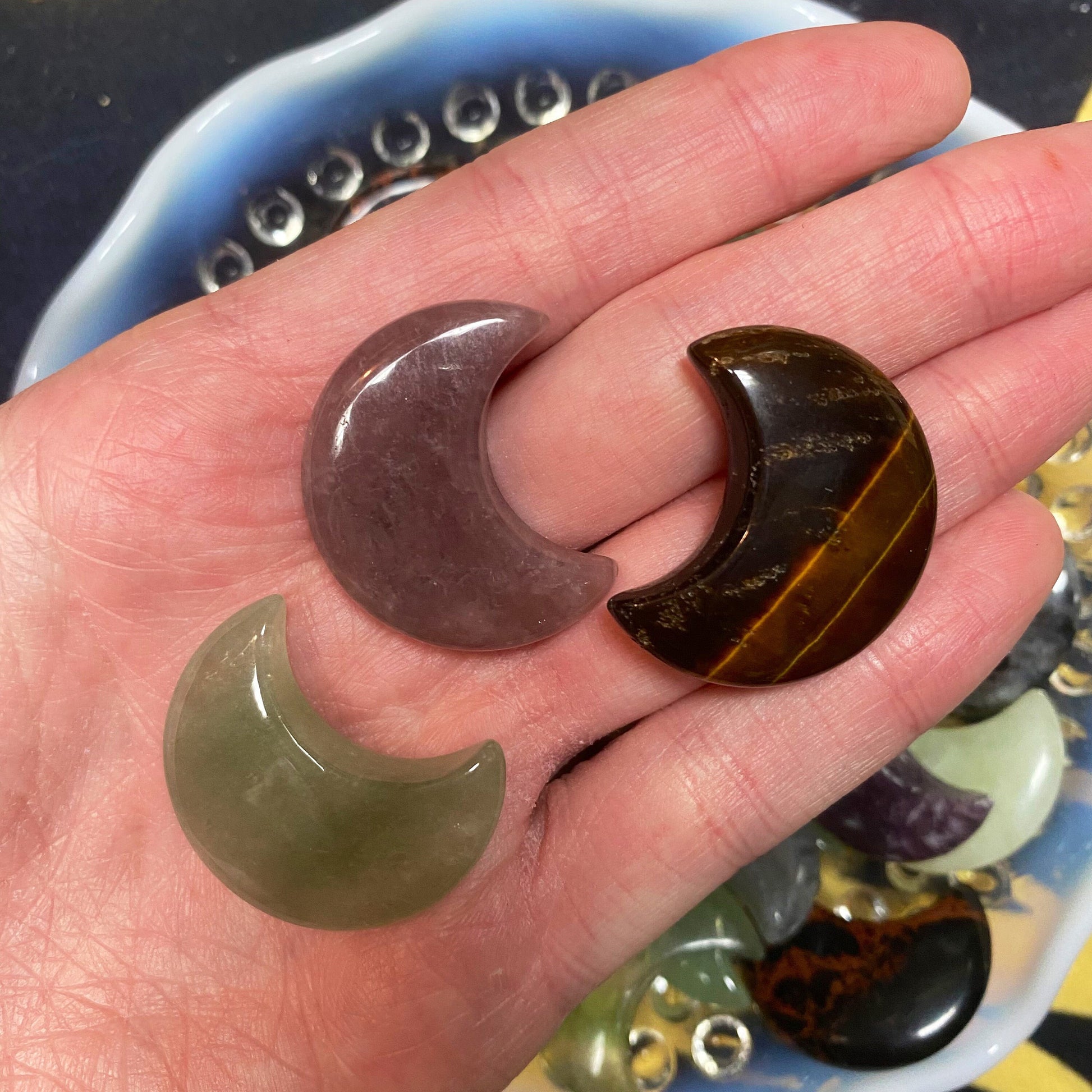 Small Crystal Moons | Moon Pendant | Crescent Moon