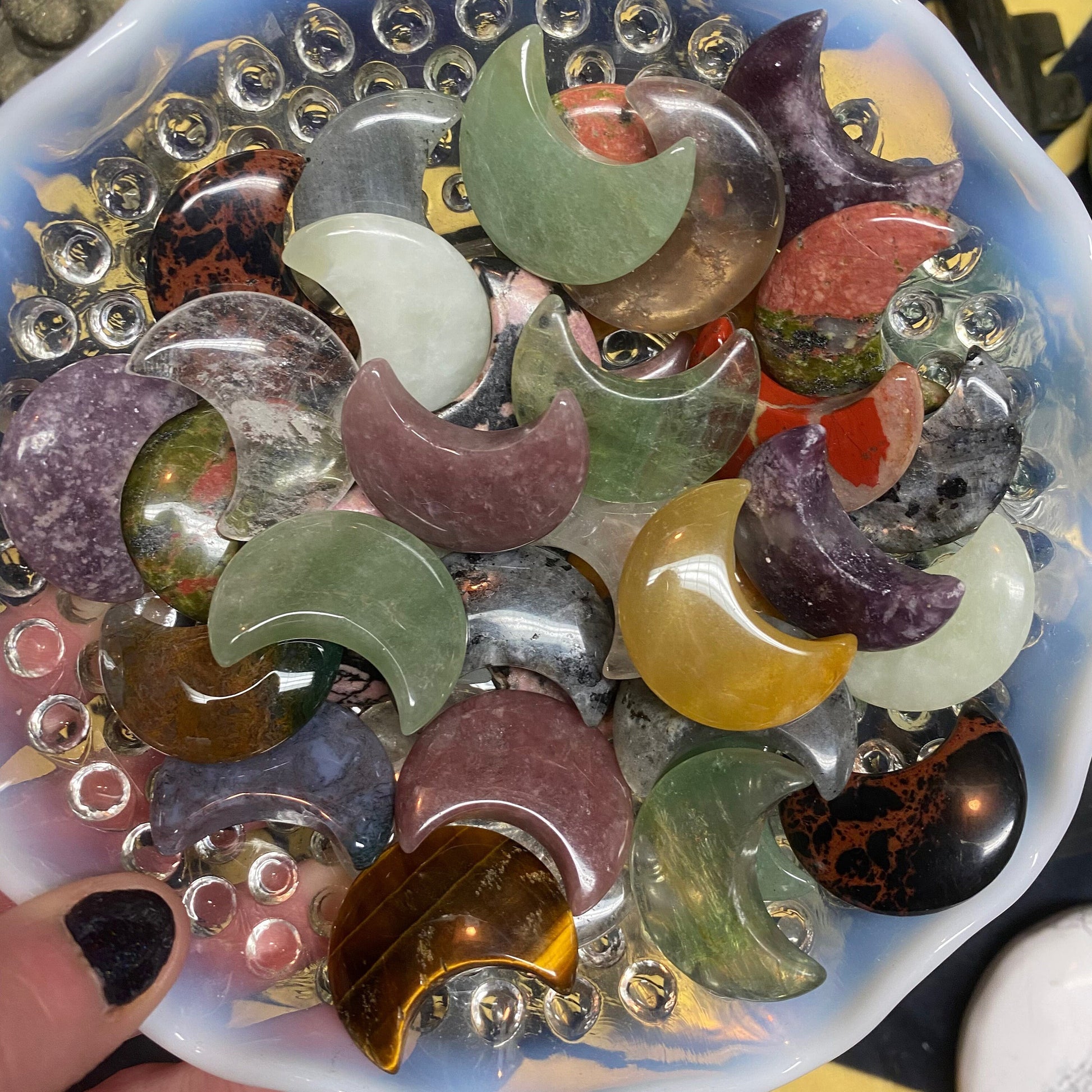 Small Crystal Moons | Moon Pendant | Crescent Moon