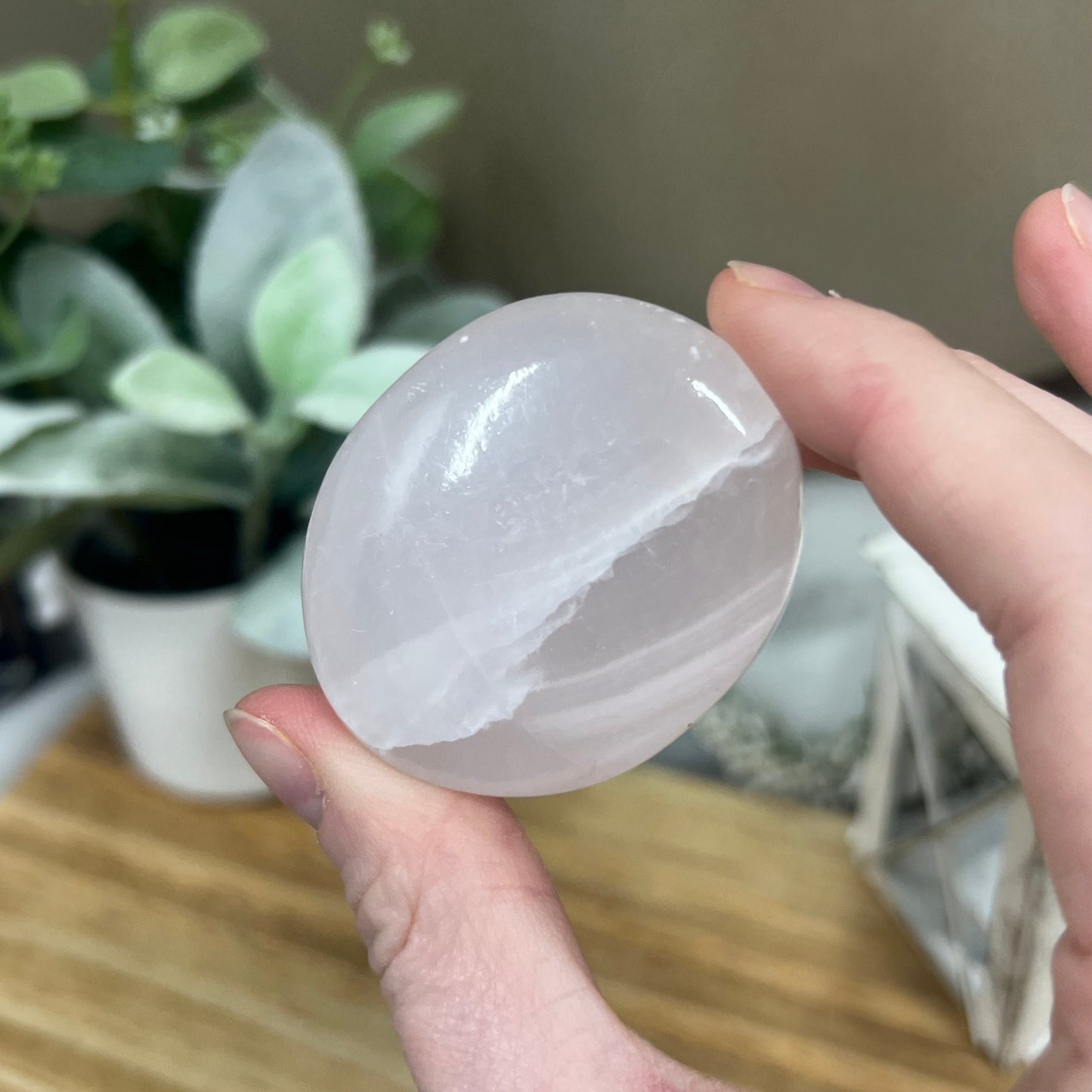 Pink Mangano Calcite Palm | UV Reactive Calcite