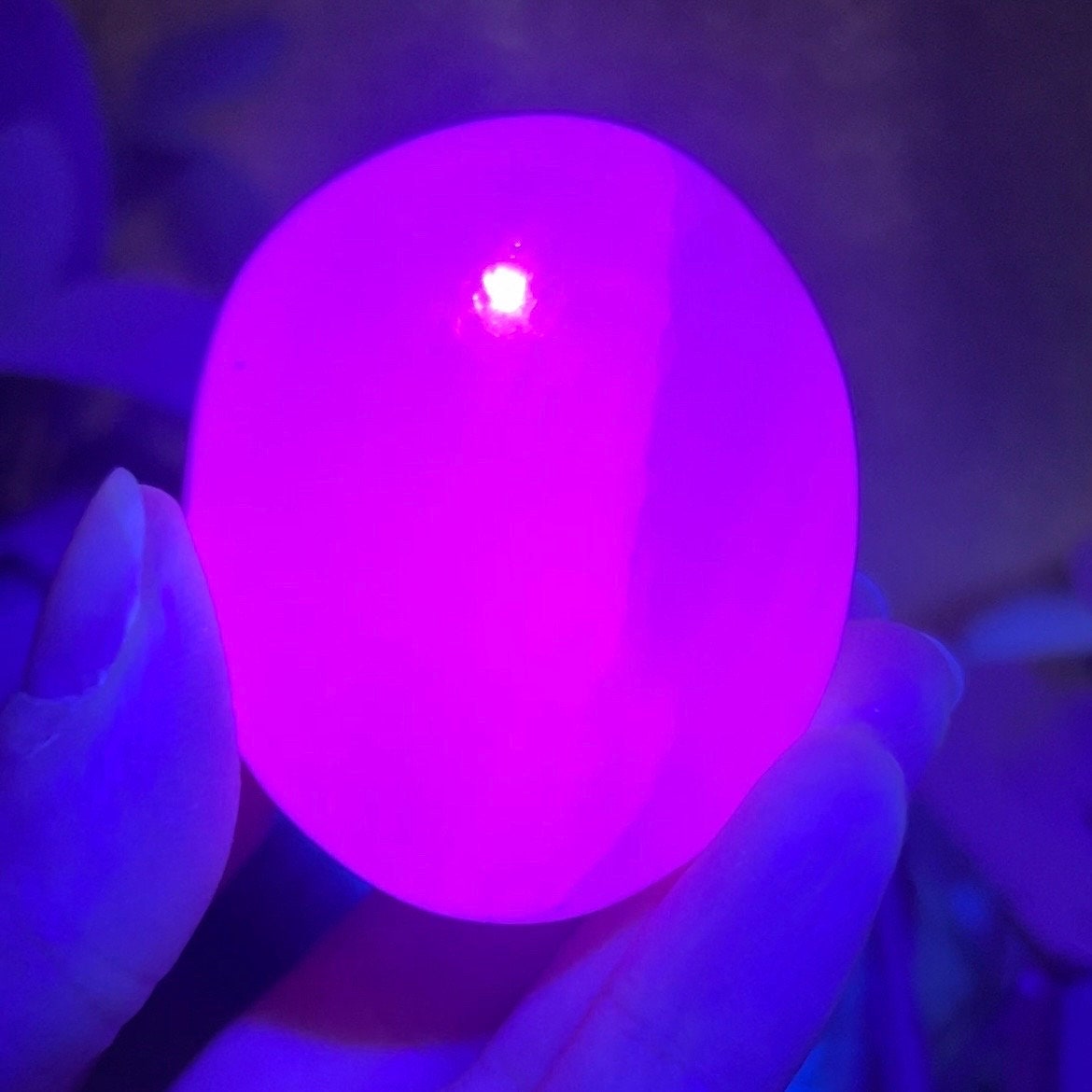 Pink Mangano Calcite Palm | UV Reactive Calcite