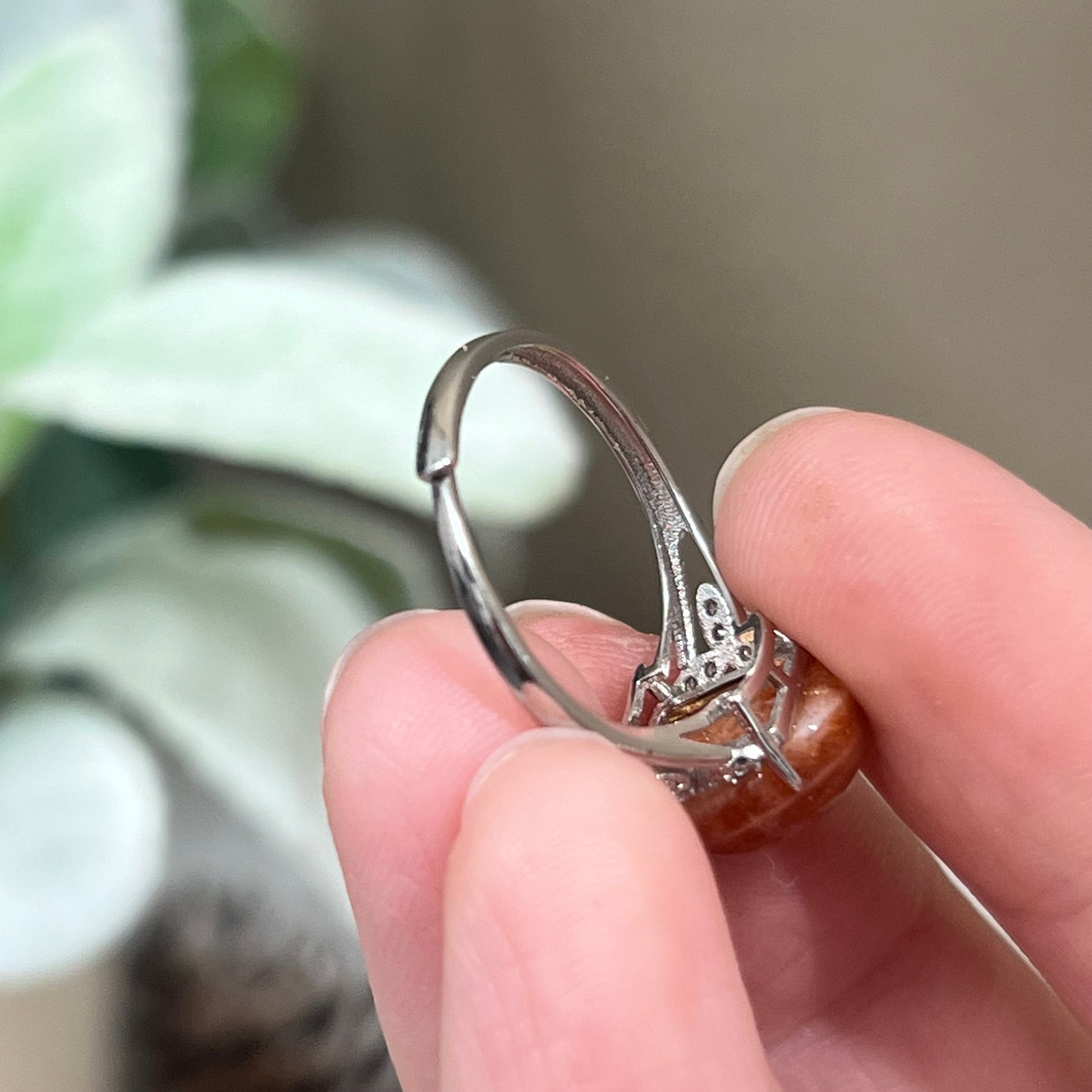 High Quality Sunstone Ring | Adjustable Crystal Ring | Crescent Moon Ring