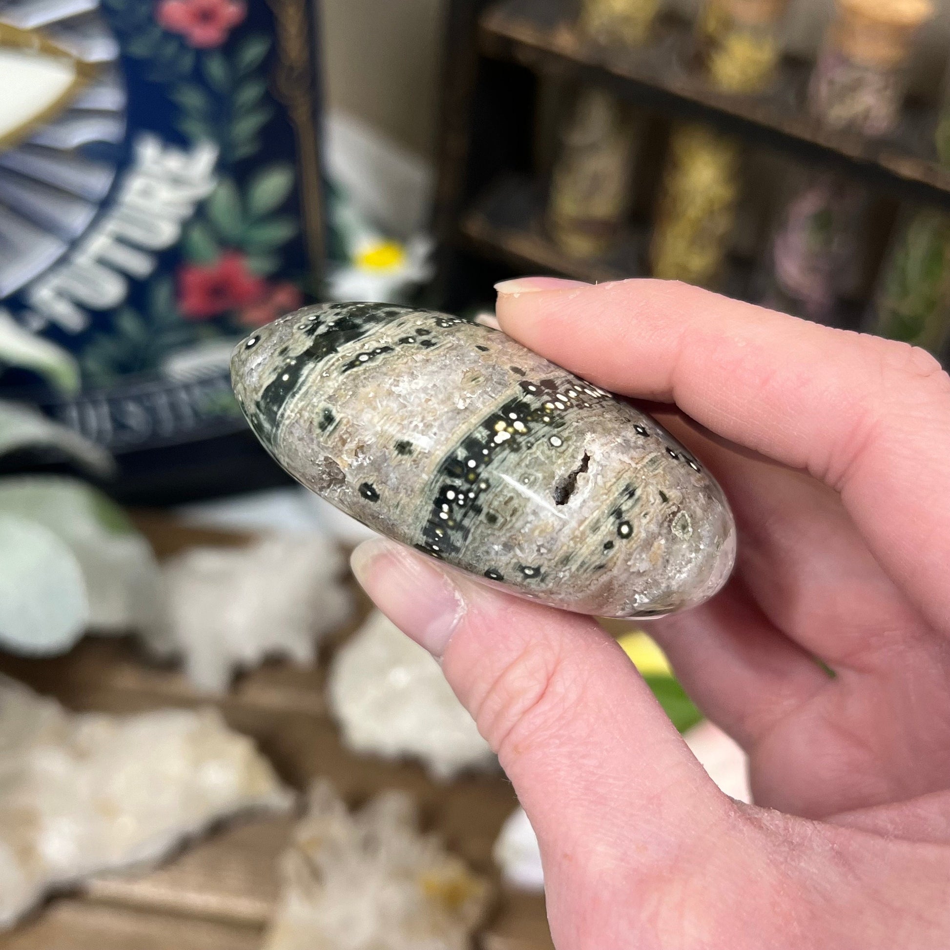 Old Stock Ocean Jasper Palm Stone | Druzy Ocean Jasper | Marovato OJ