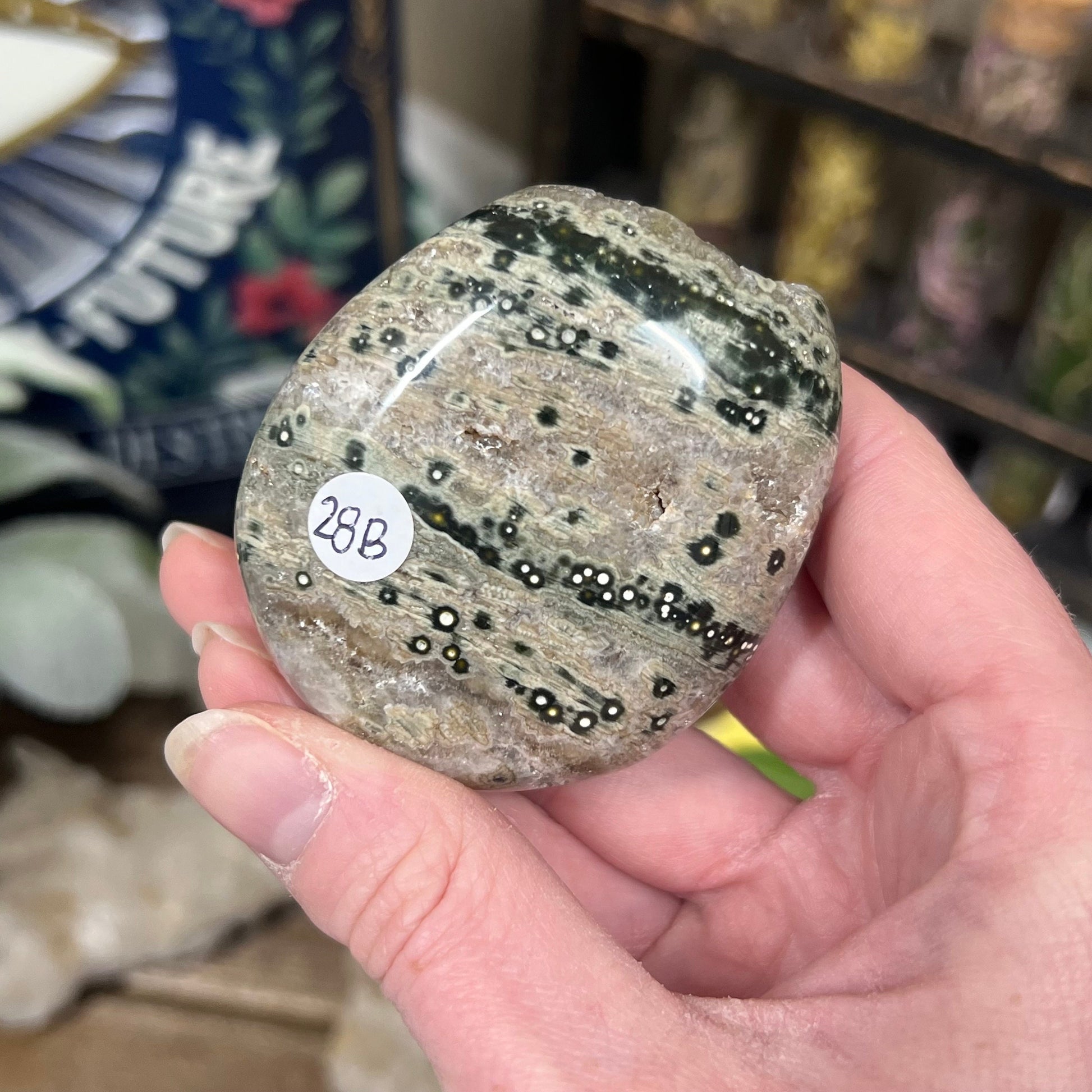 Old Stock Ocean Jasper Palm Stone | Druzy Ocean Jasper | Marovato OJ