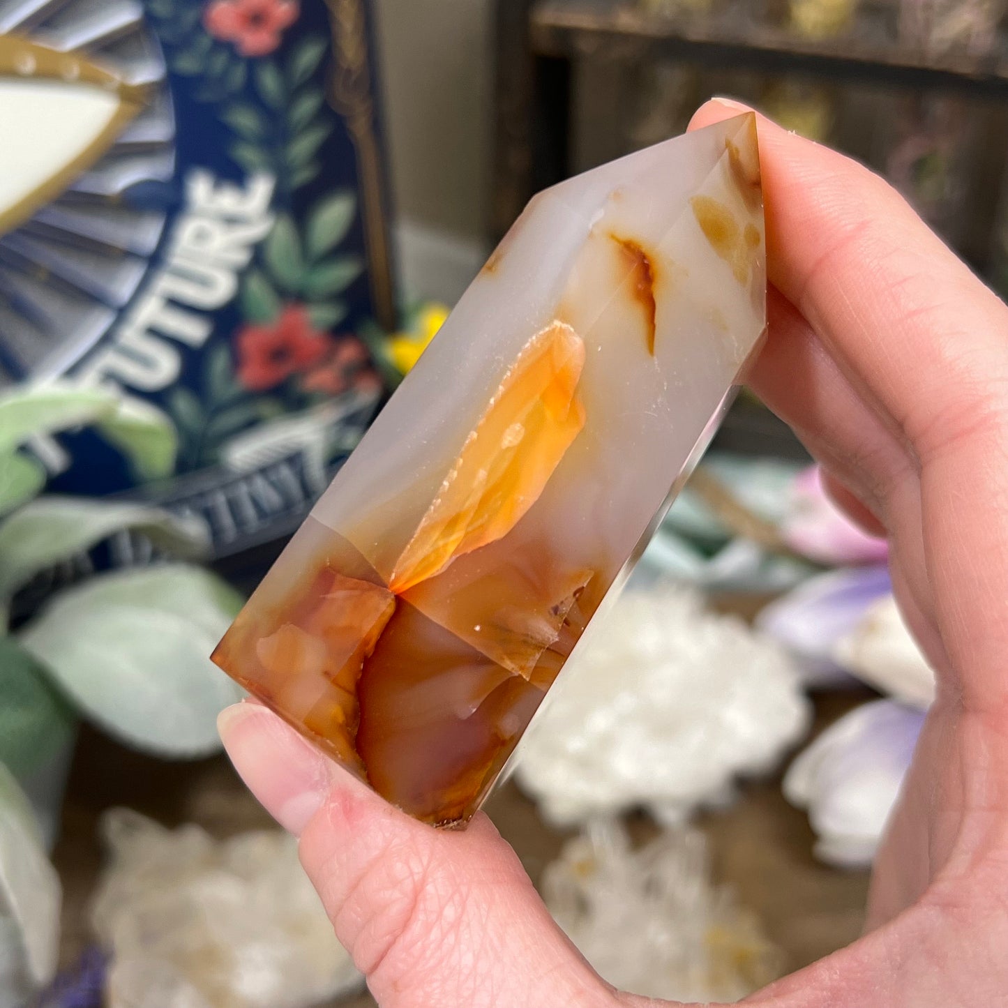 Unique Carnelian Tower with White Agate