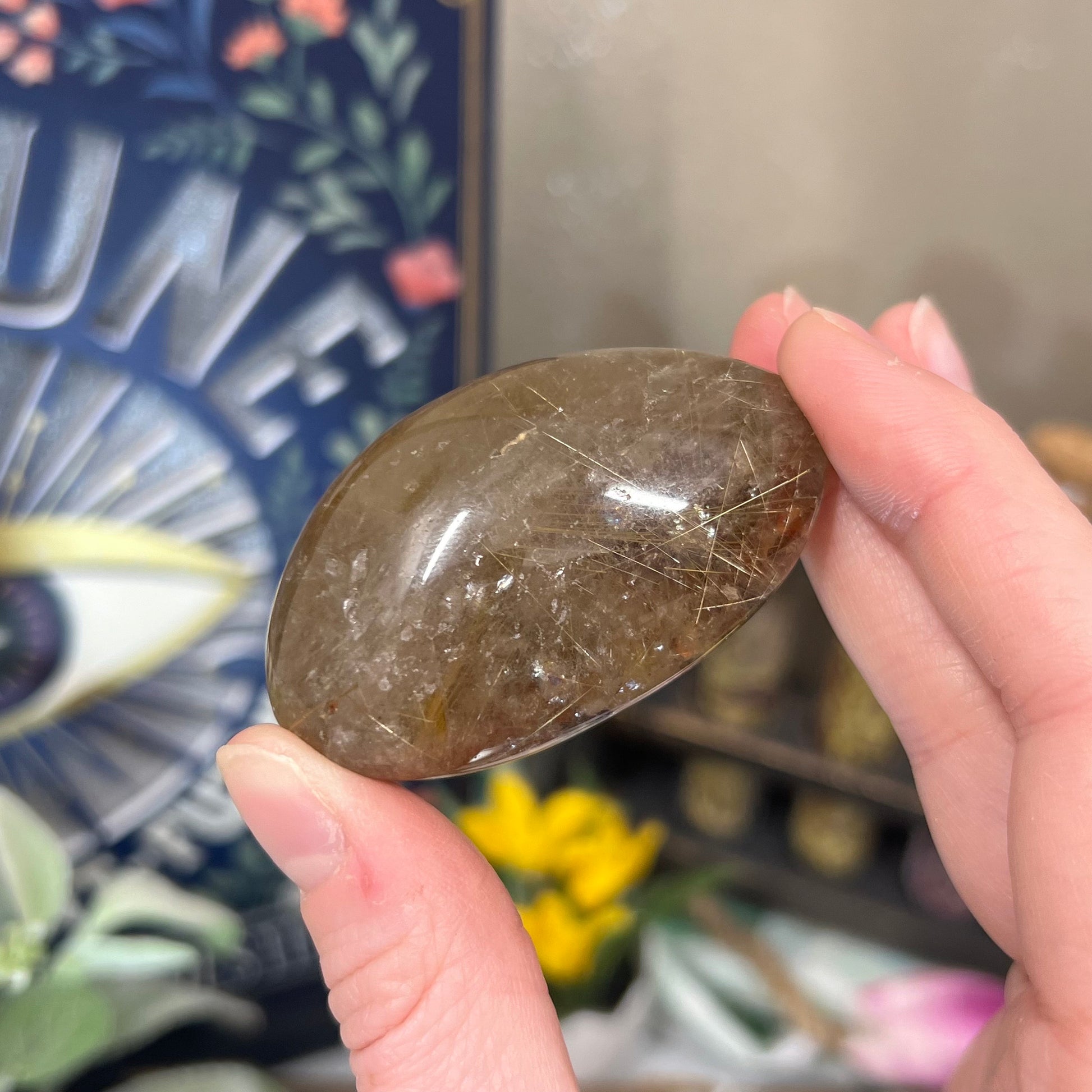 Golden Rutile Quartz Lens | Garden Quartz Lens | Lodolite Quartz