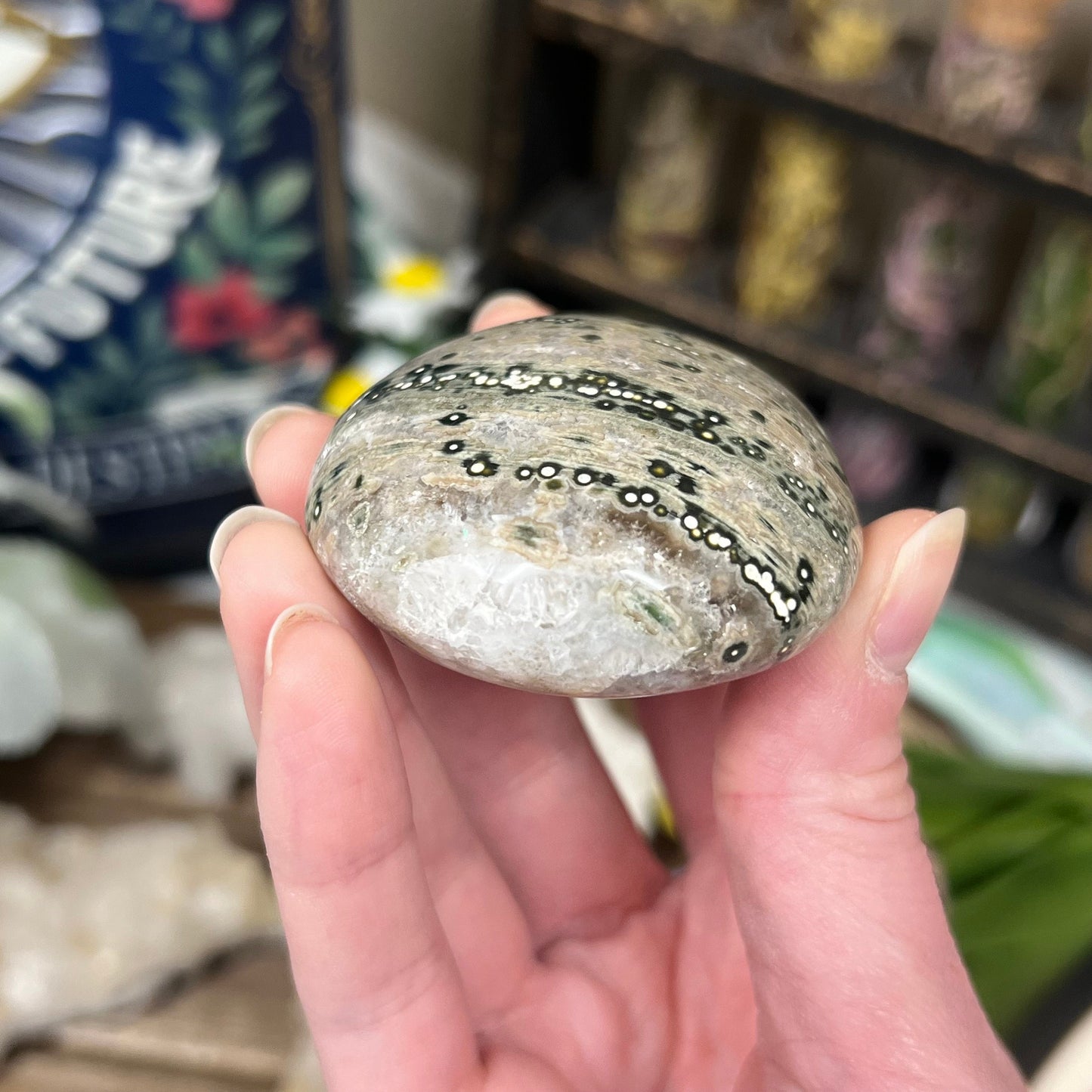 Old Stock Ocean Jasper Palm Stone | Druzy Ocean Jasper | Marovato OJ