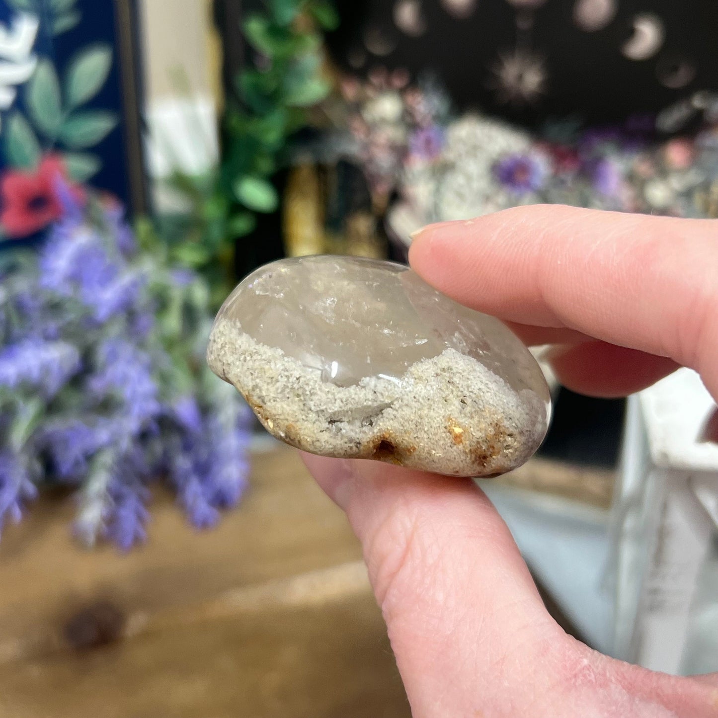 White Garden Quartz Lens | Lodolite Quartz | Included Quartz