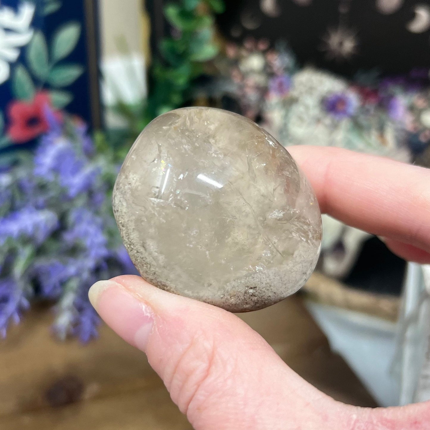 White Garden Quartz Lens | Lodolite Quartz | Included Quartz