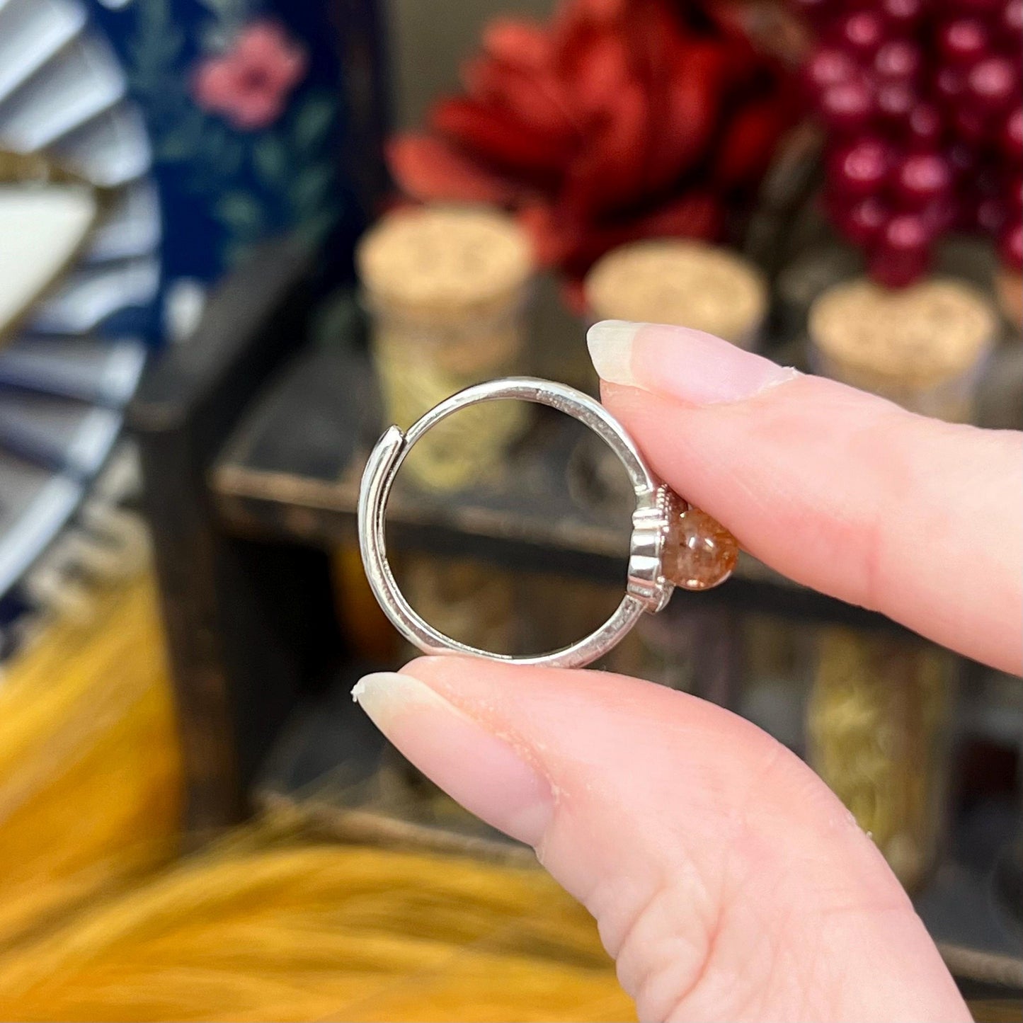 High Quality Sunstone Ring | Adjustable Crystal Ring | Owl Ring