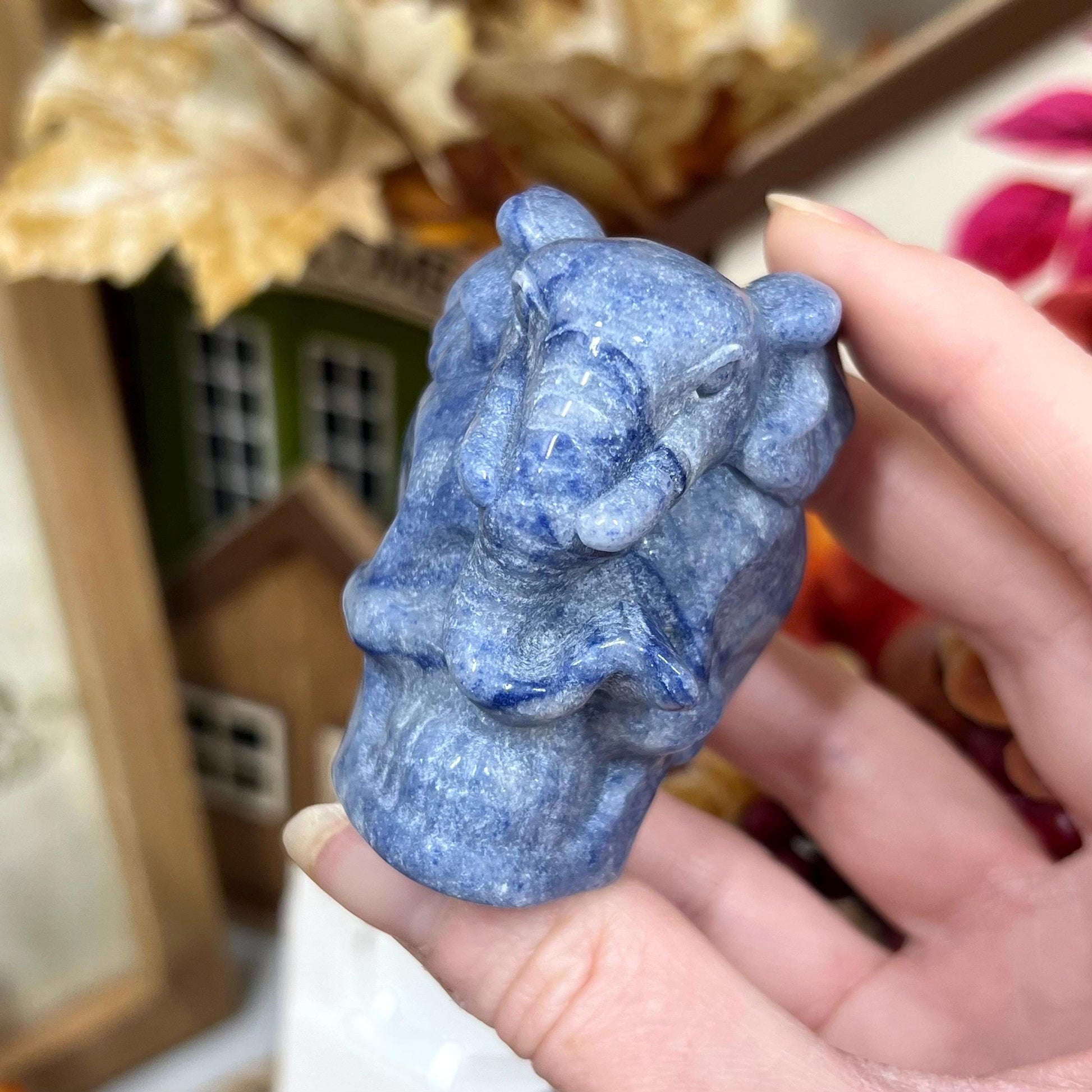 Blue Aventurine Skull with Elephant Head | Crystal Elephant | Crystal Skull