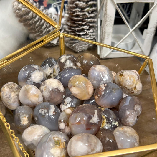Black Flower Agate Tumble