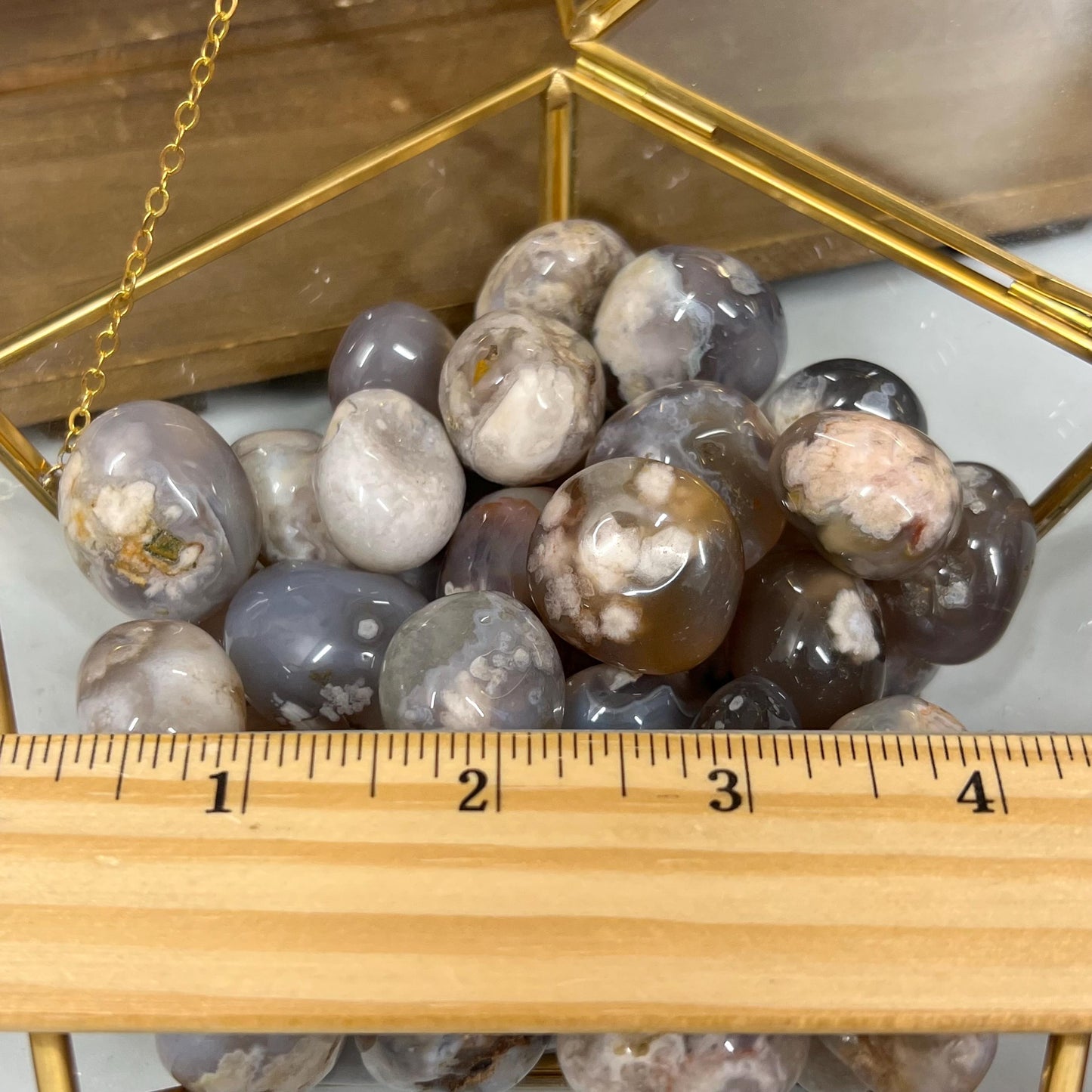 Black Flower Agate Tumble