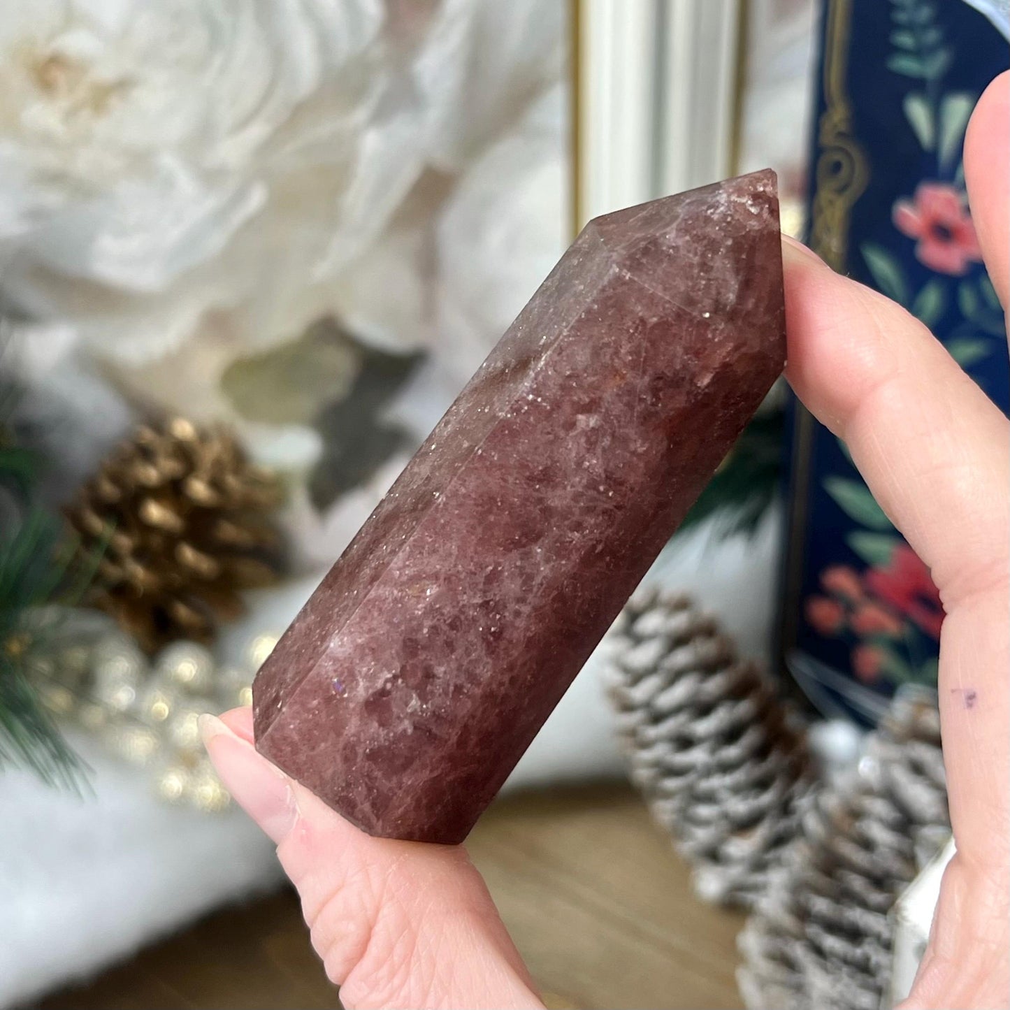 Sparkly Strawberry Quartz Tower - IMPERFECT TIP