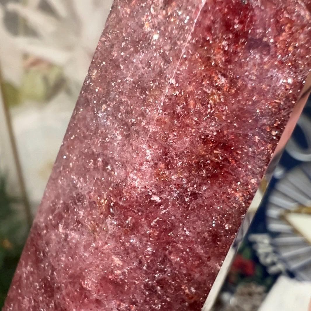 Sparkly Strawberry Quartz Tower - IMPERFECT TIP