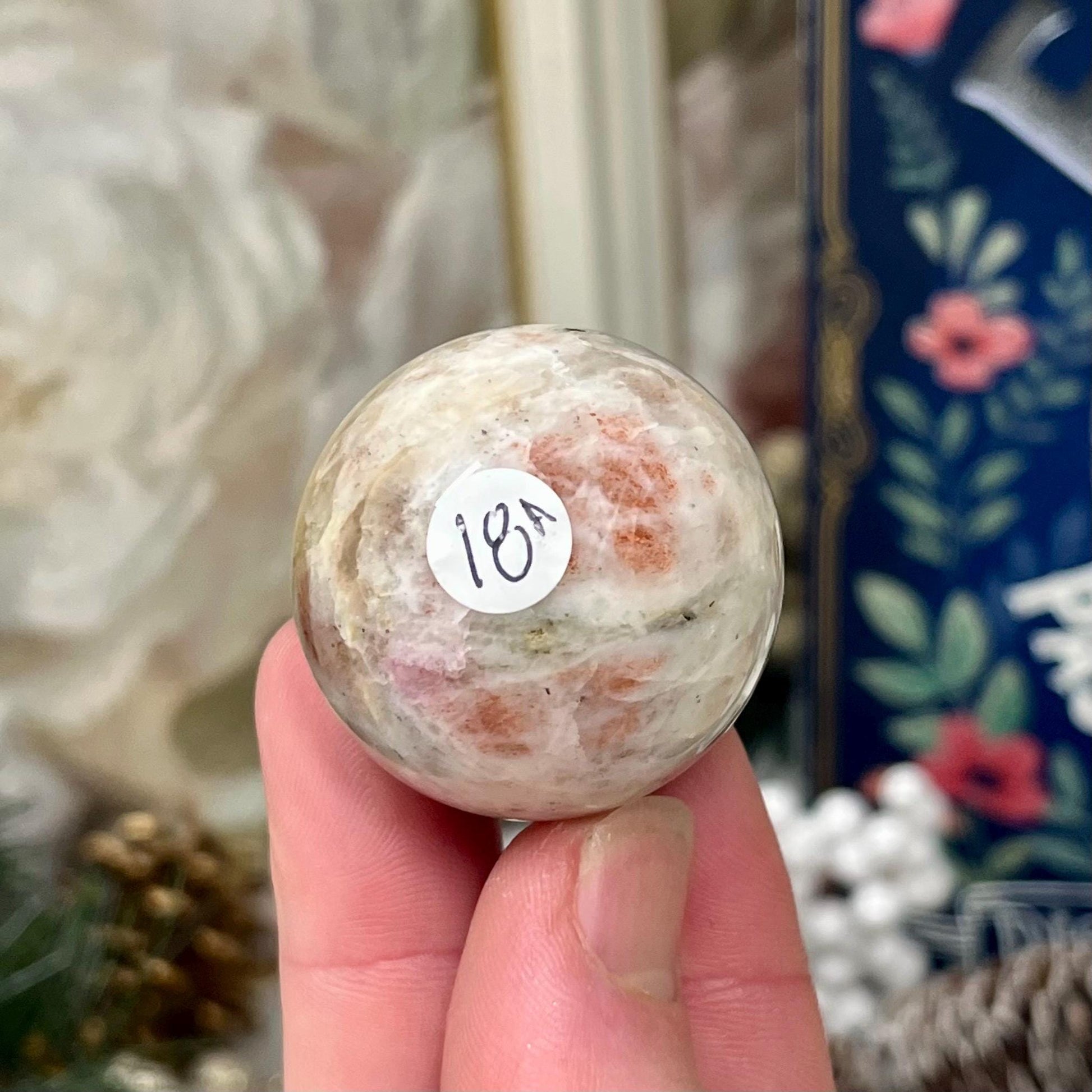 High Quality Small Confetti Sunstone Sphere | Red Sunstone