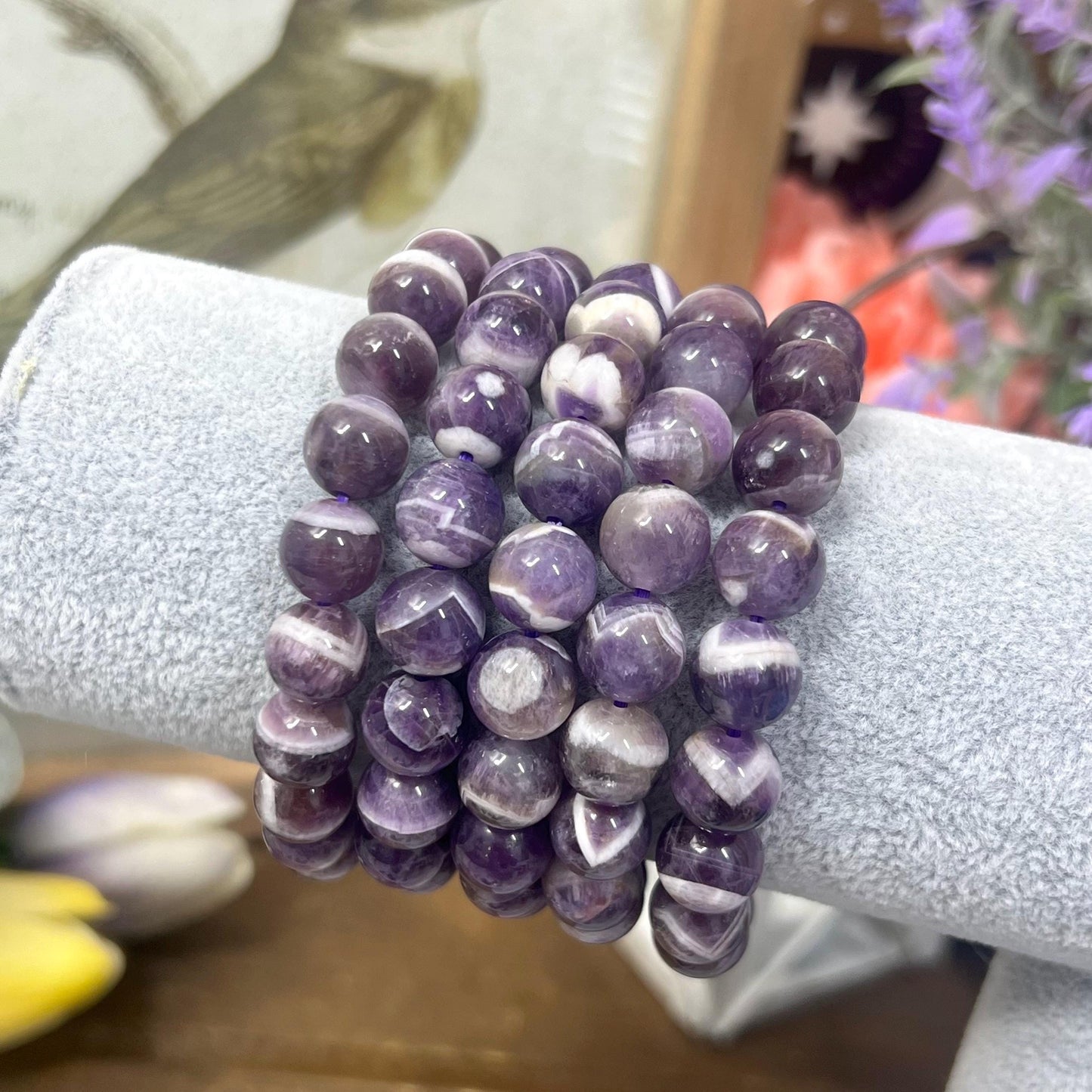 Dream Amethyst Bracelet | Chevron Amethyst | Crystal Bead Bracelet | 10mm Crystal Bracelet