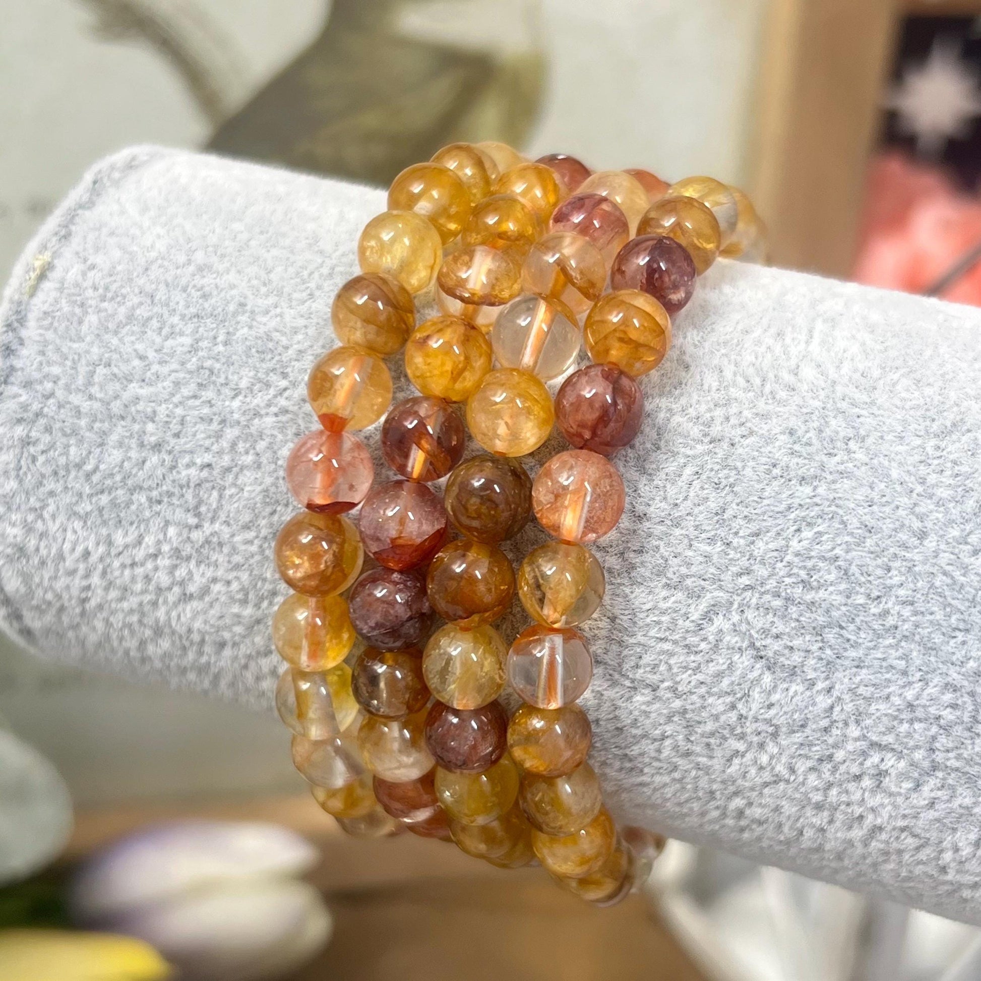 High Quality Fire Quartz and Golden Healer Crystal Bracelet | Golden Healer Quartz | Fire Quartz Bracelet | 7mm Crystal Bracelet