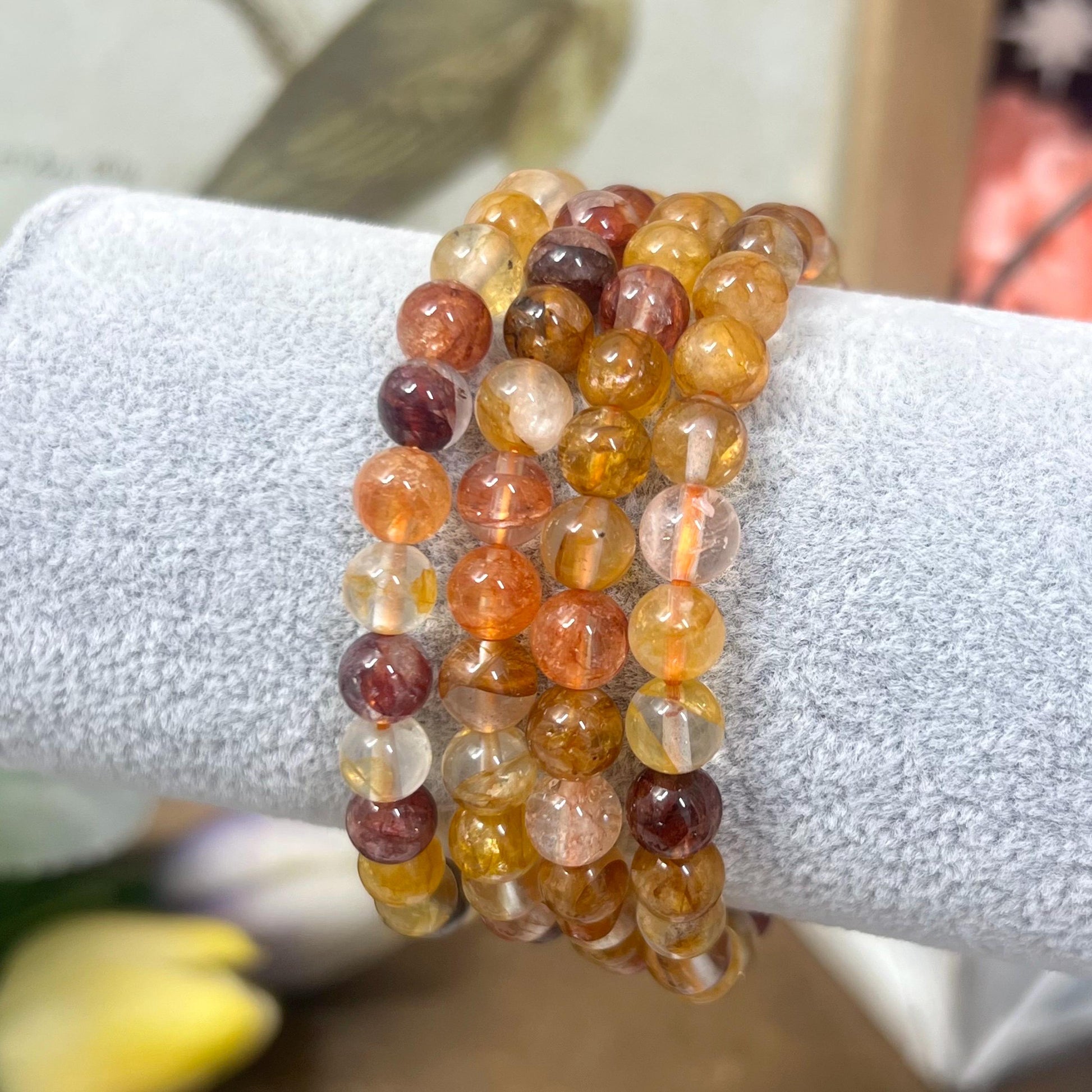 High Quality Fire Quartz and Golden Healer Crystal Bracelet | Golden Healer Quartz | Fire Quartz Bracelet | 7mm Crystal Bracelet