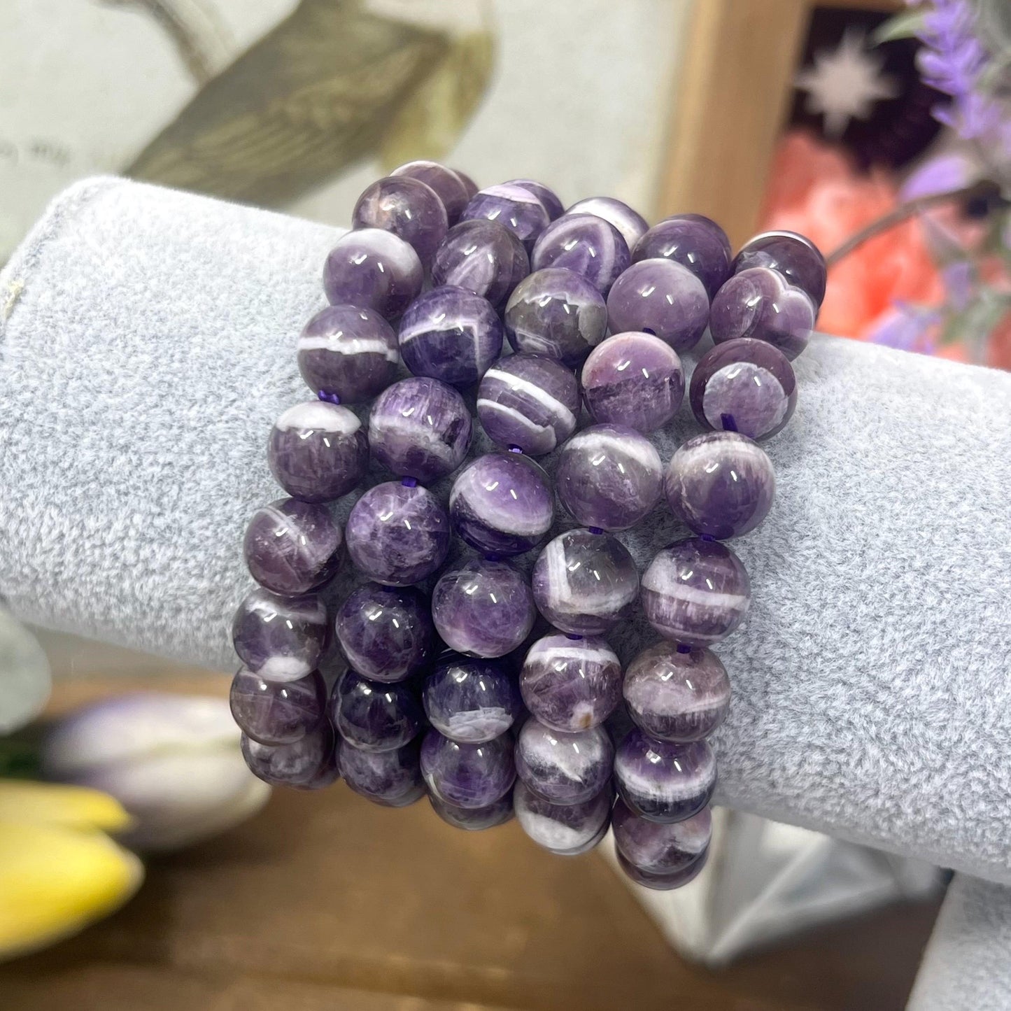 Dream Amethyst Bracelet | Chevron Amethyst | Crystal Bead Bracelet | 10mm Crystal Bracelet