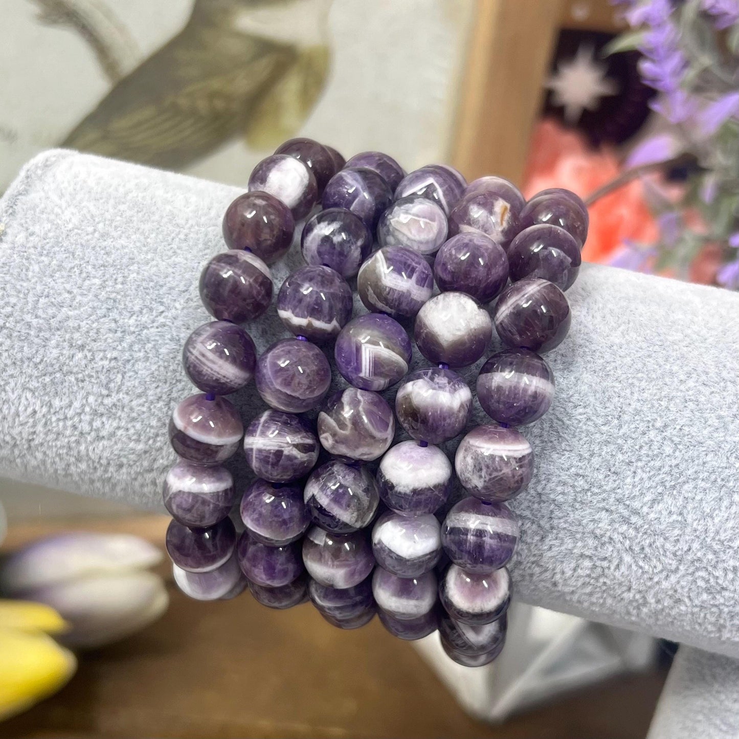 Dream Amethyst Bracelet | Chevron Amethyst | Crystal Bead Bracelet | 10mm Crystal Bracelet