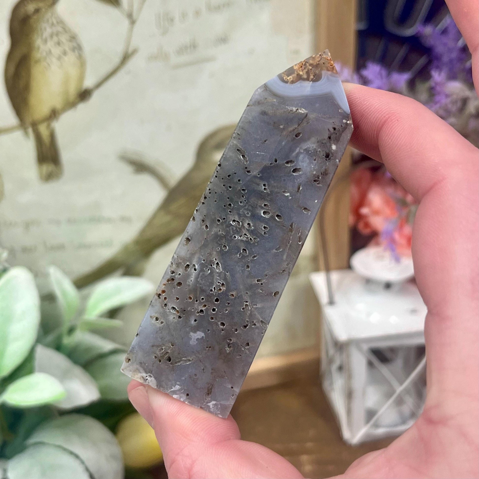 Rare Rutilated Moss Agate Tower | Unique Moss Agate | Rutilated Agate | Rutile