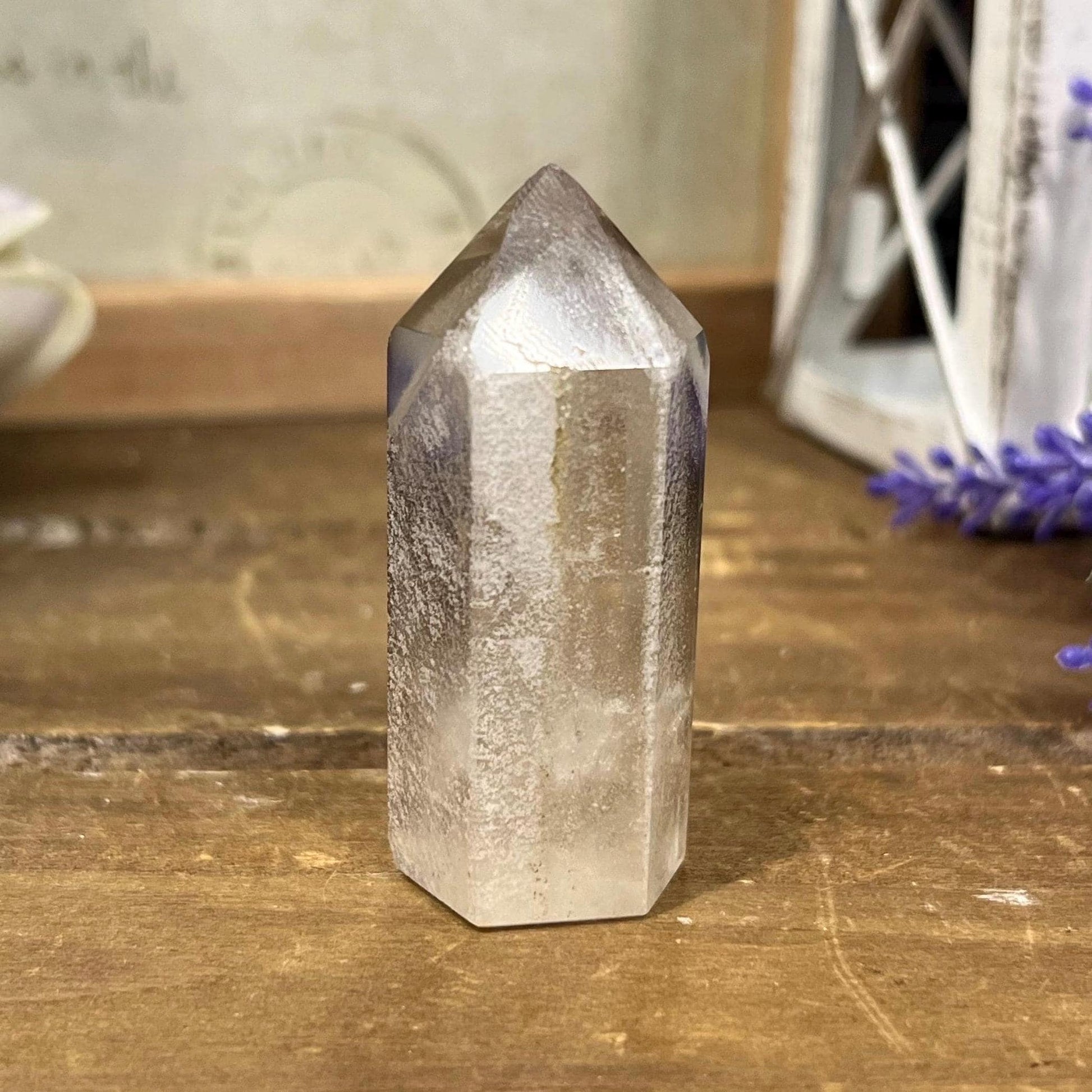 Small Phantom Quartz Tower | Included Quartz | Brazilian Quartz - CHIPPED TIP
