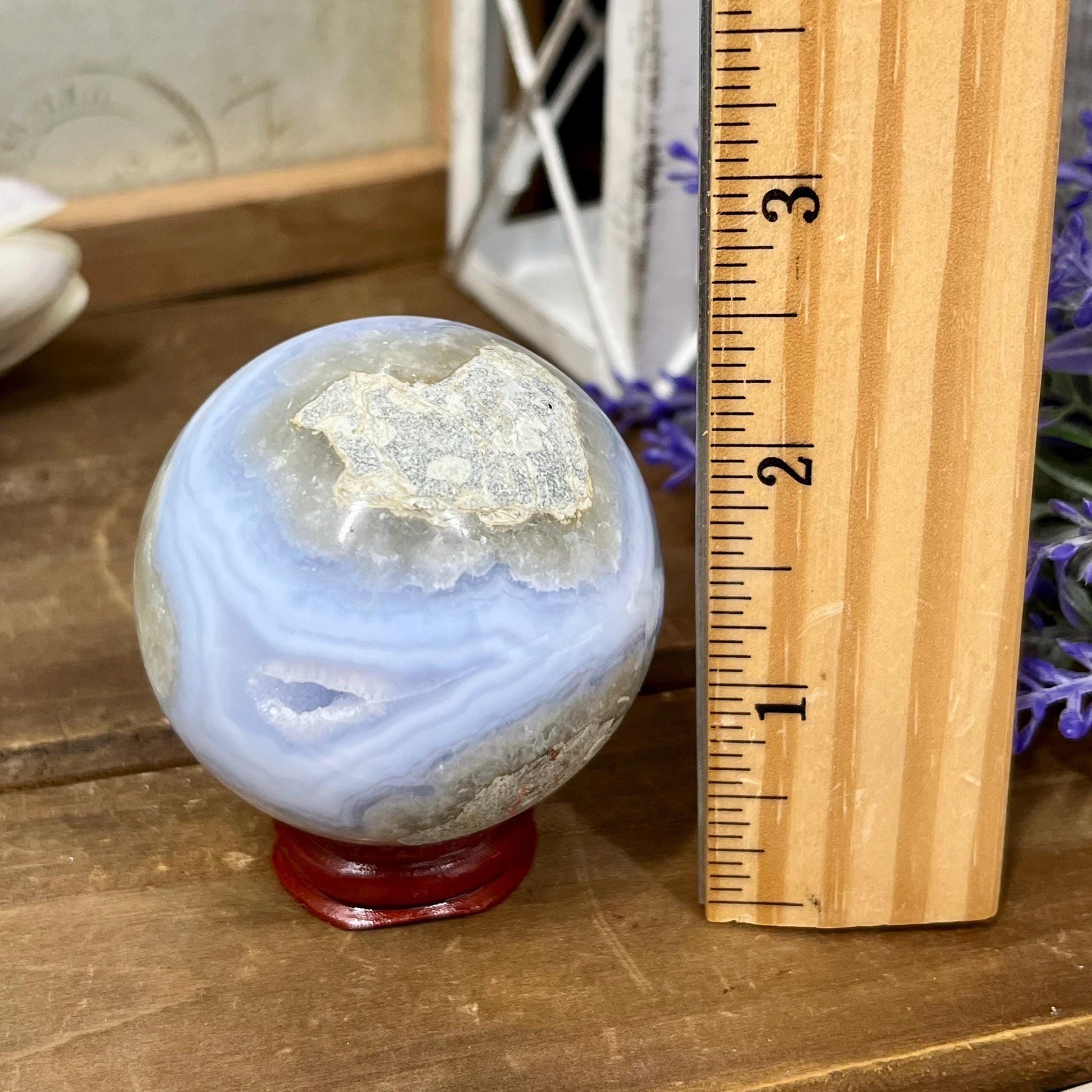 Druzy Blue Lace Agate Sphere | Blue Chalcedony