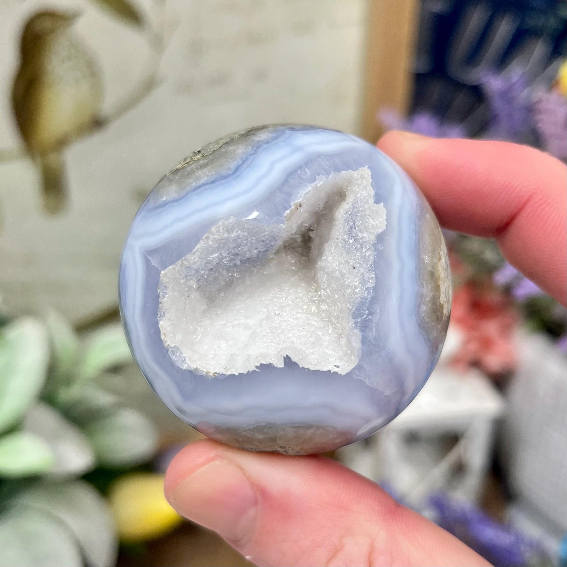 Druzy Blue Lace Agate Sphere | Blue Chalcedony