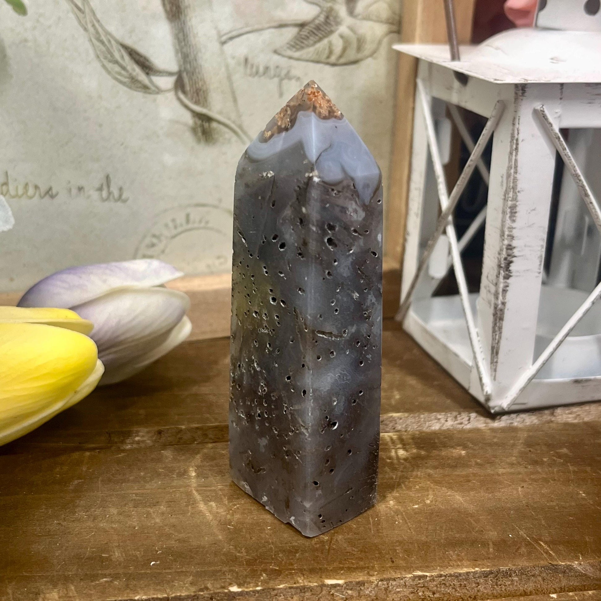 Rare Rutilated Moss Agate Tower | Unique Moss Agate | Rutilated Agate | Rutile