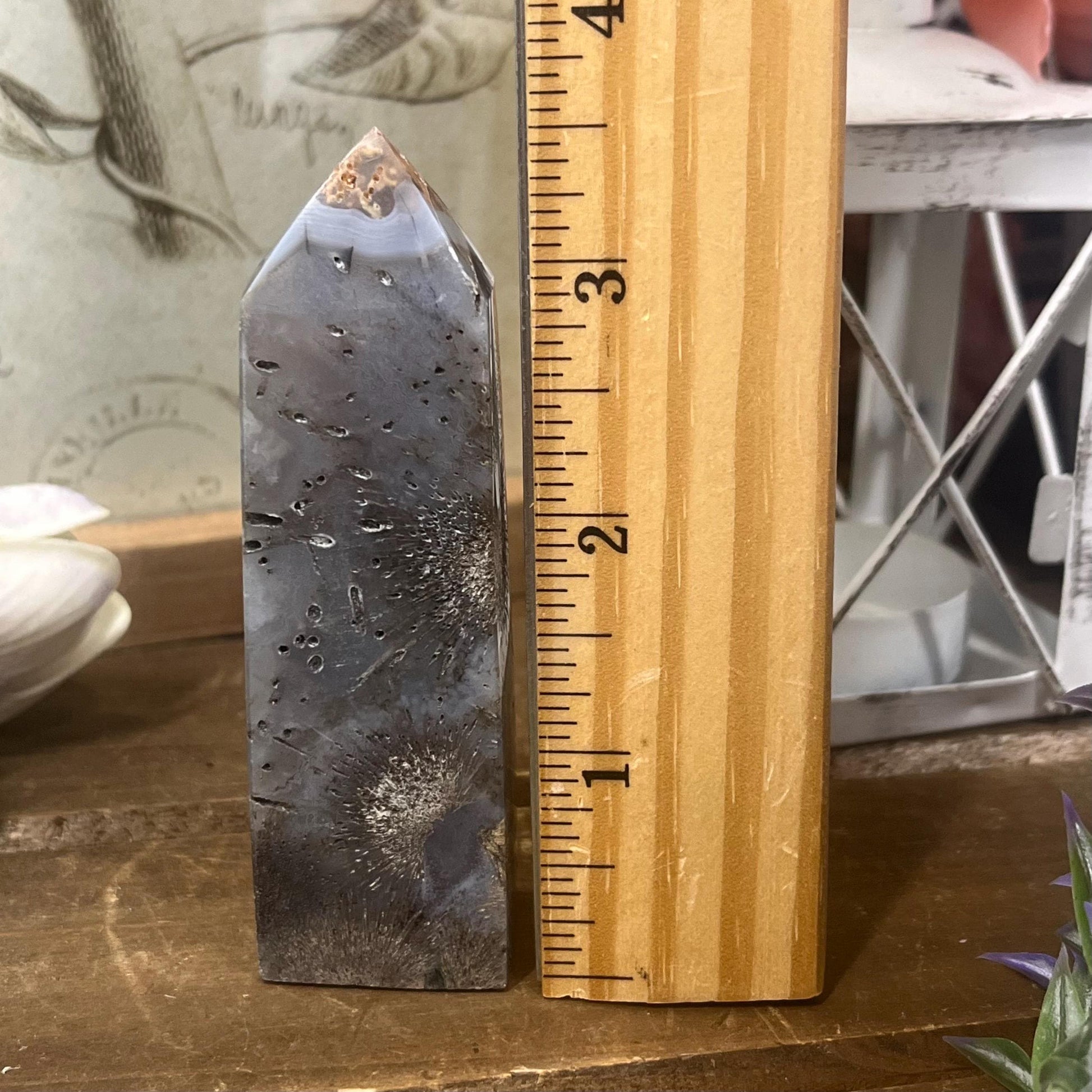 Rare Rutilated Moss Agate Tower | Unique Moss Agate | Rutilated Agate | Rutile