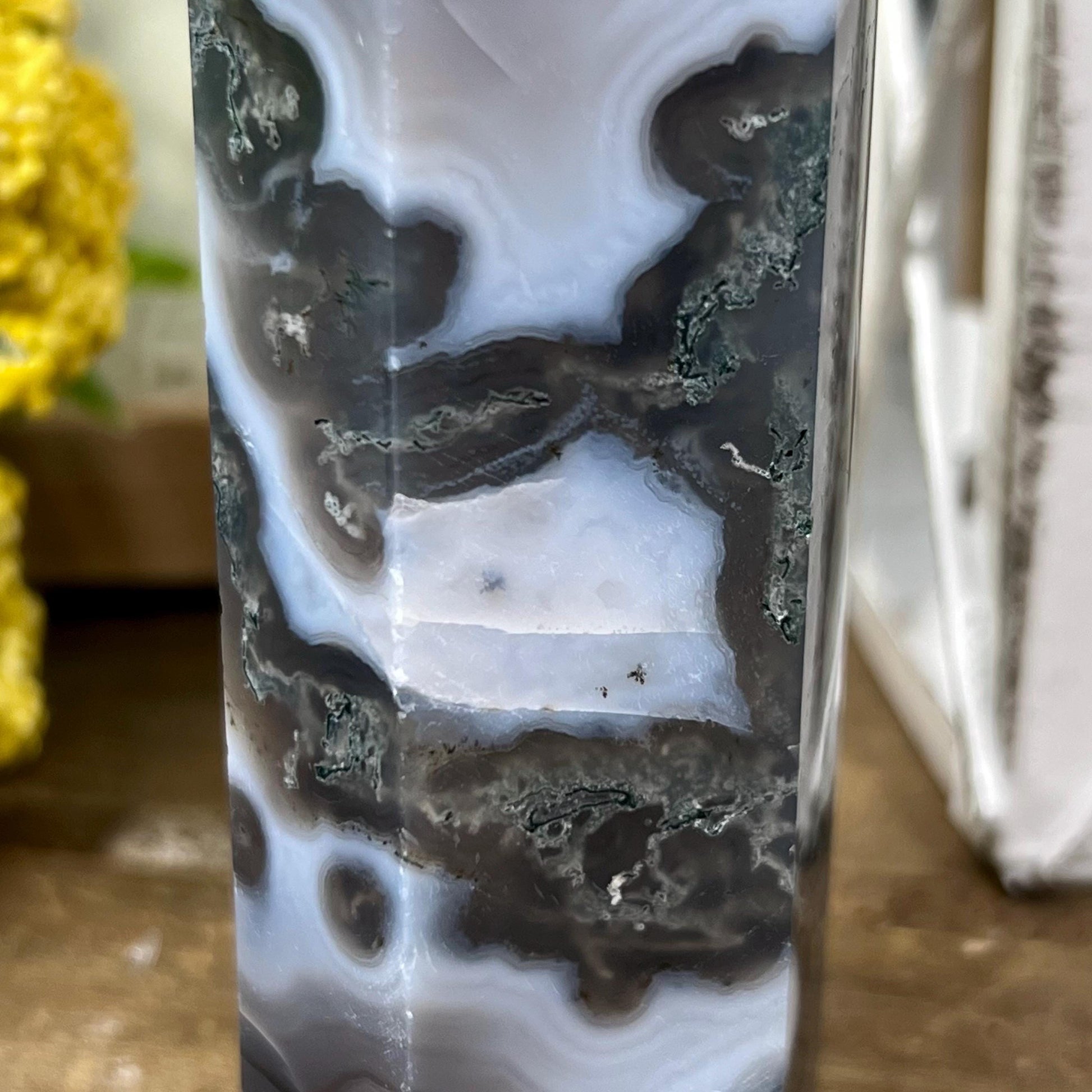 Large High Quality Moss Agate Tower | Blue Moss Agate