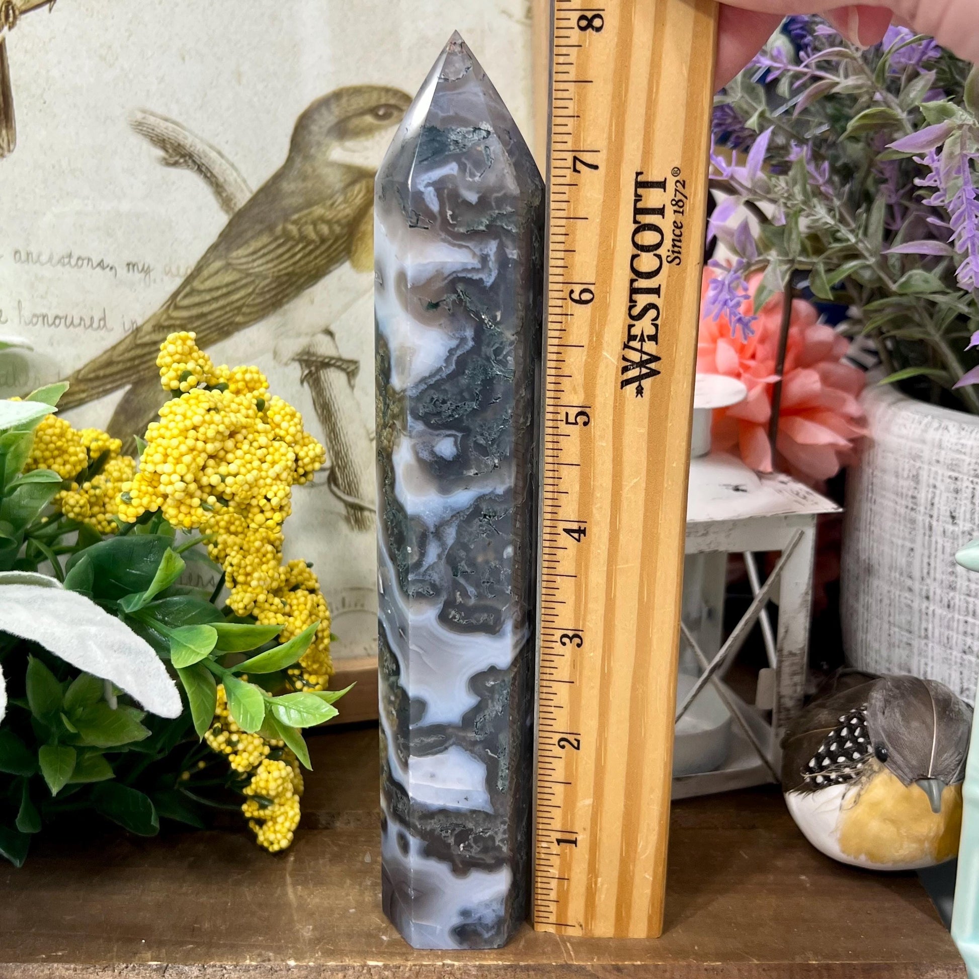 Large High Quality Moss Agate Tower | Blue Moss Agate