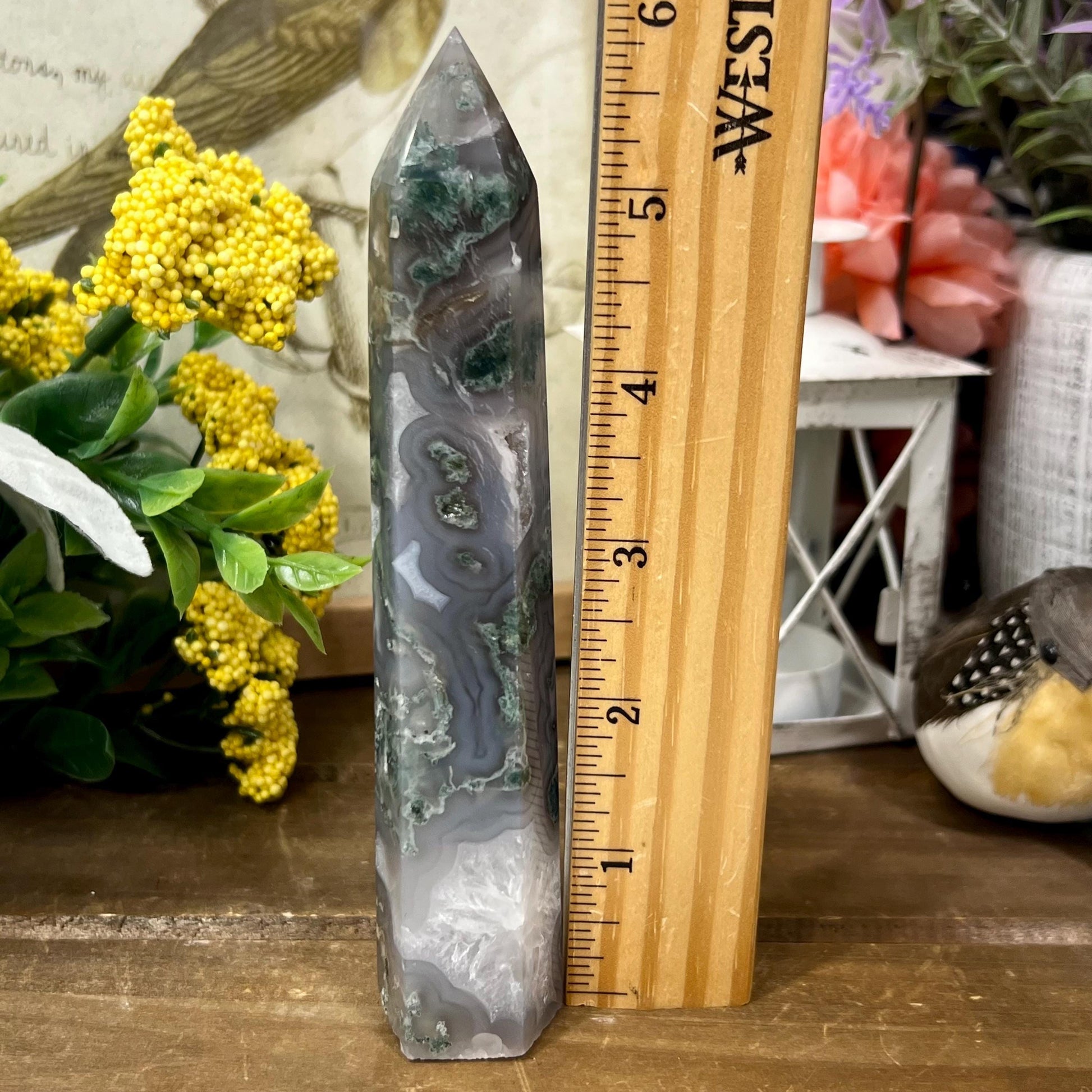 High Quality Moss Agate Tower | Blue Moss Agate