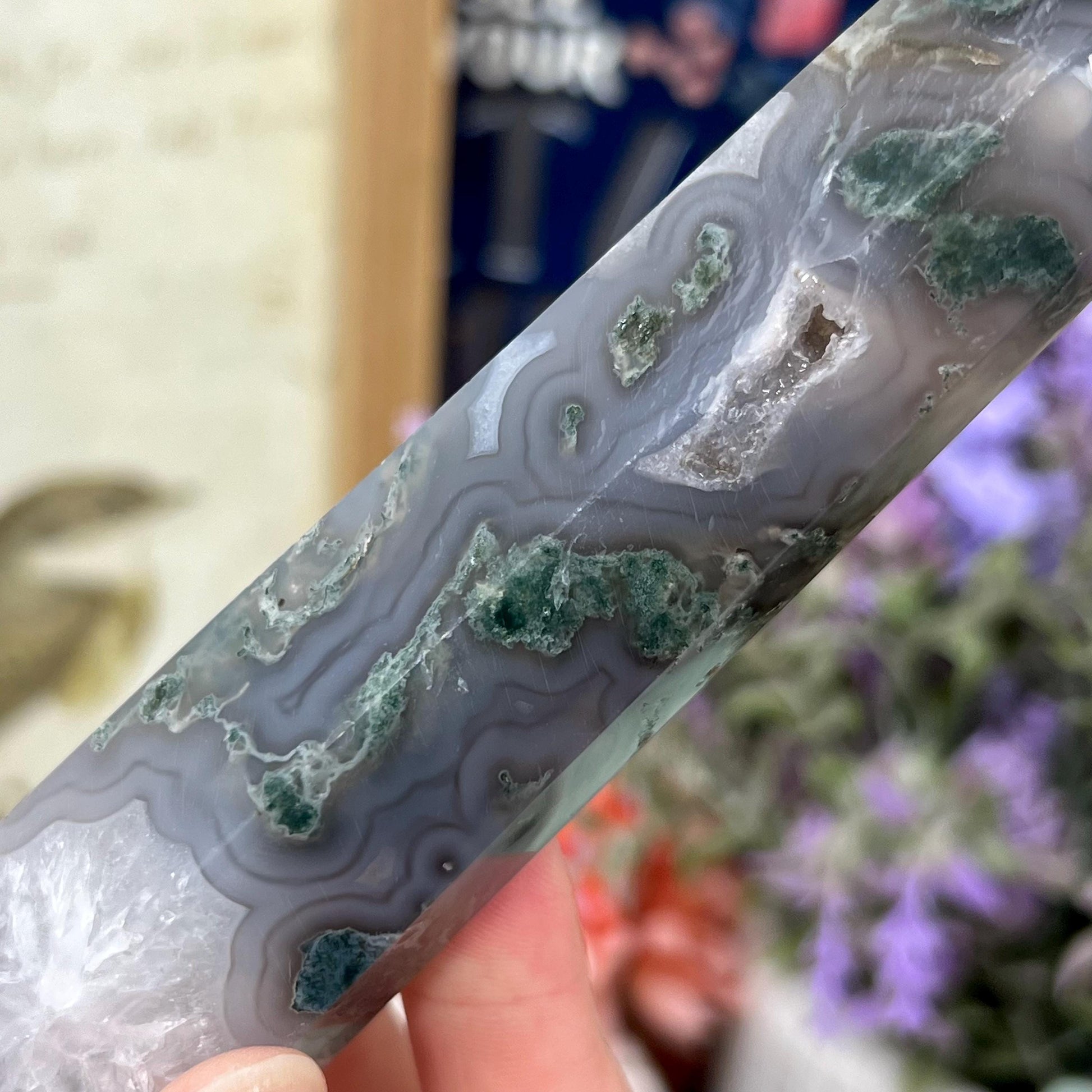 High Quality Moss Agate Tower | Blue Moss Agate