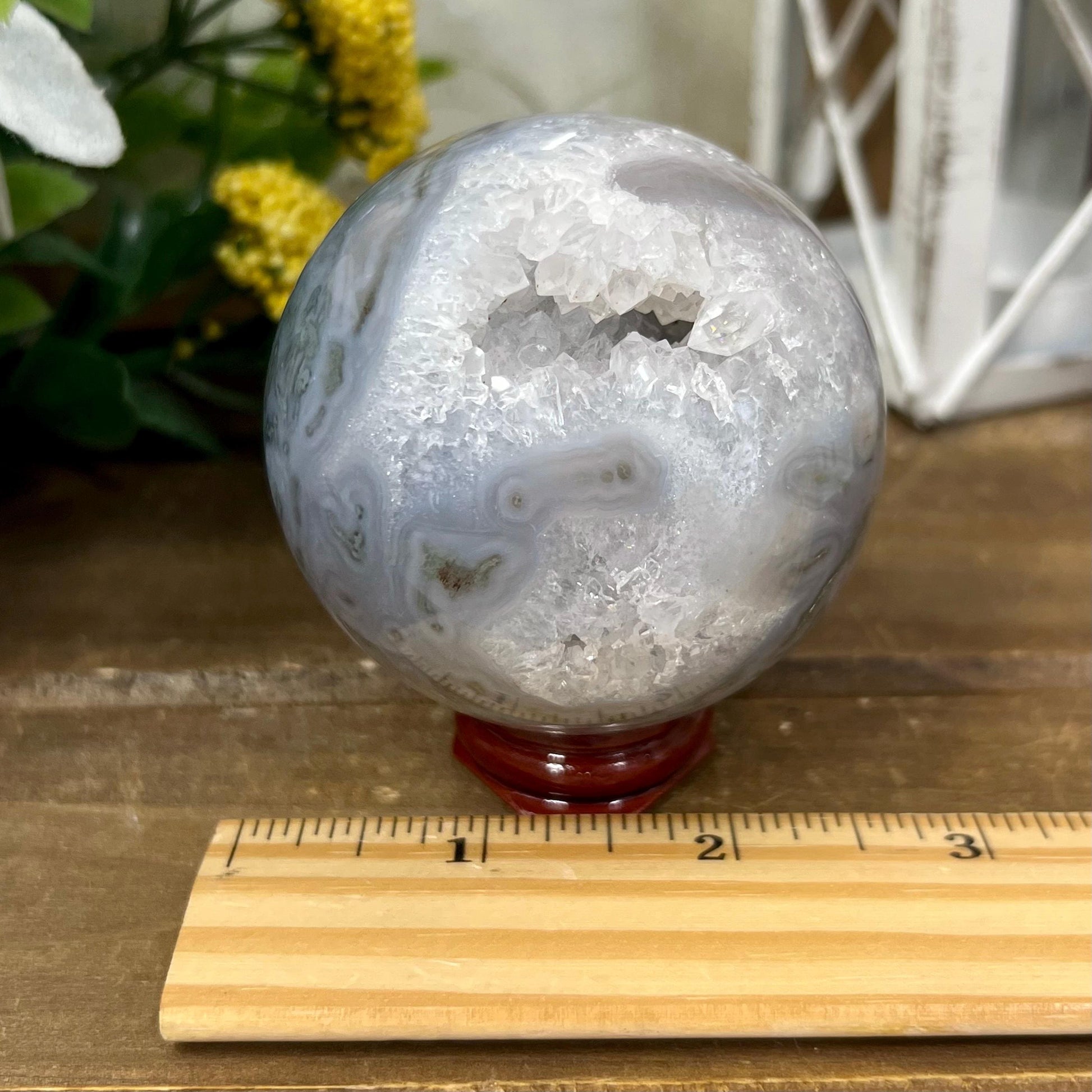 Druzy Moss Agate Sphere | Blue Moss Agate