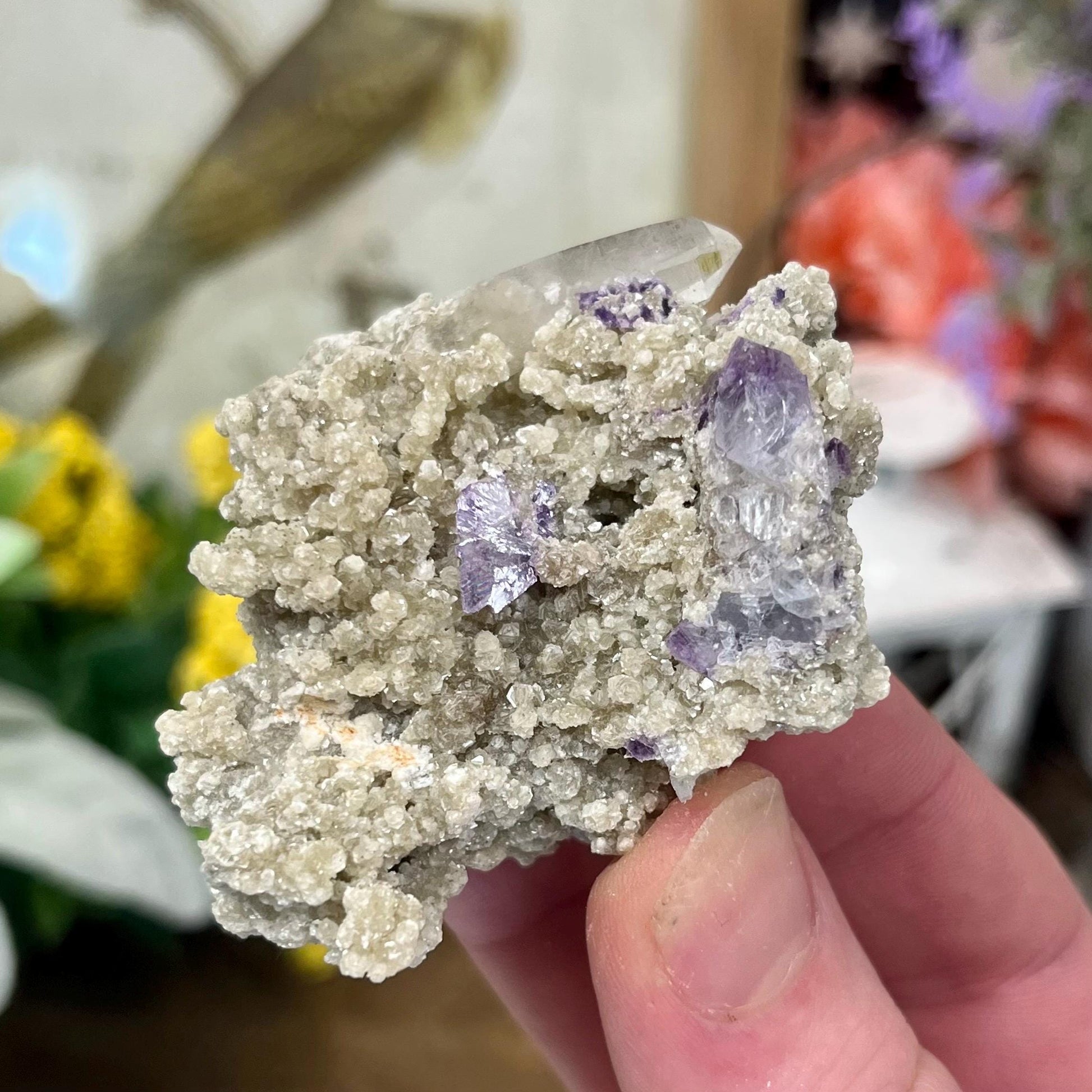 Purple Yaogangxian Fluorite on Quartz Specimen | Yaogangxian Mineral Specimen