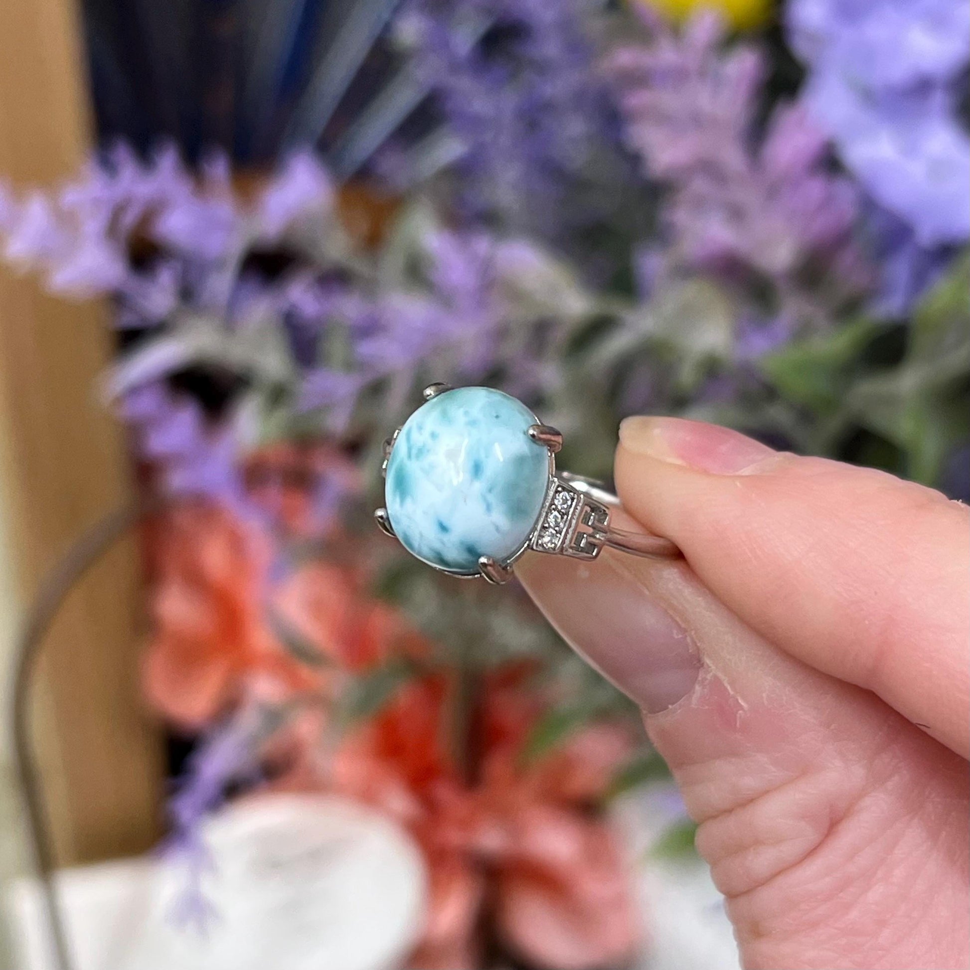 Larimar Ring | Adjustable Crystal Ring