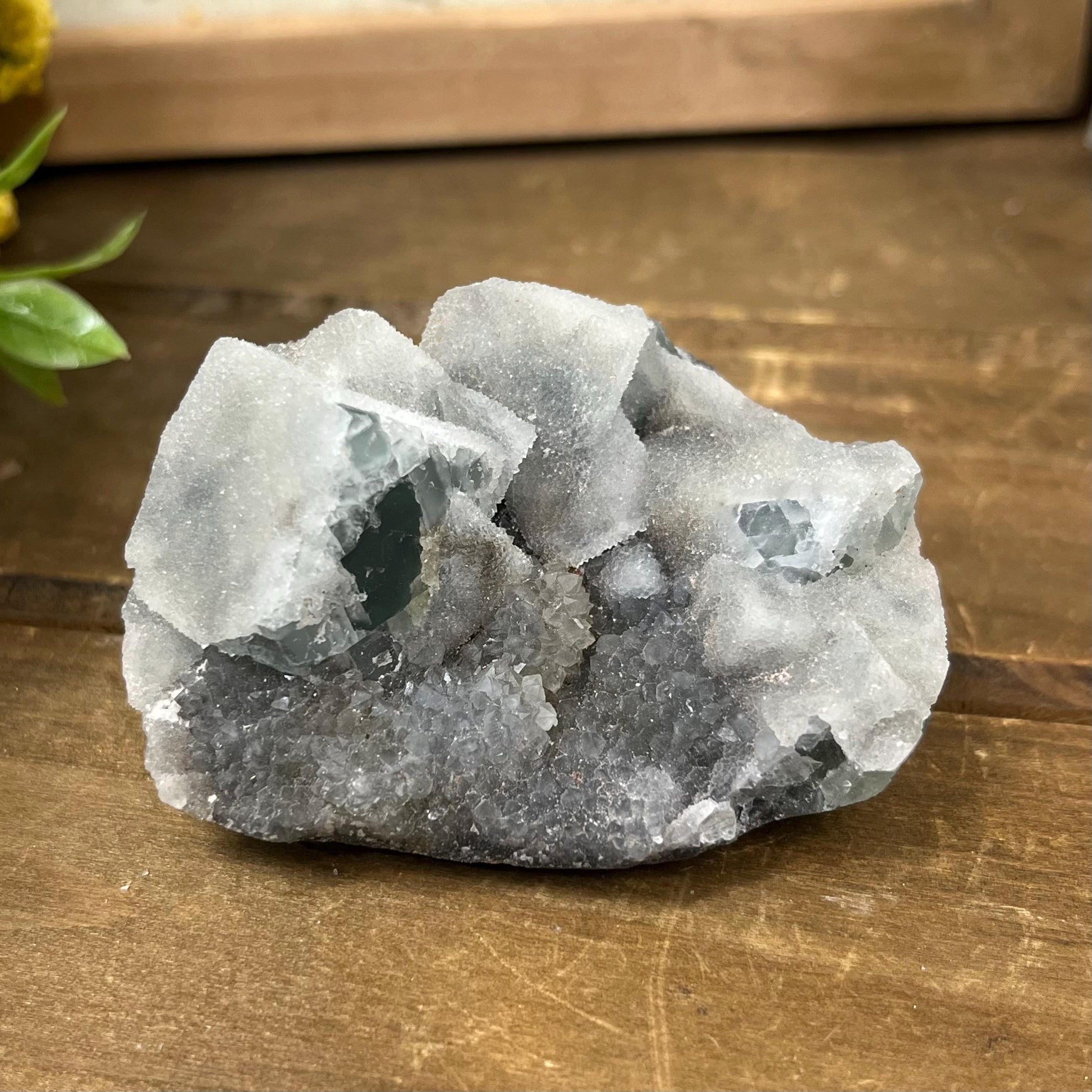 Cubic Fluorite with Quartz Specimen | Sugar Fluorite | Sugar Druzy | Light Green Fluorite Specimen