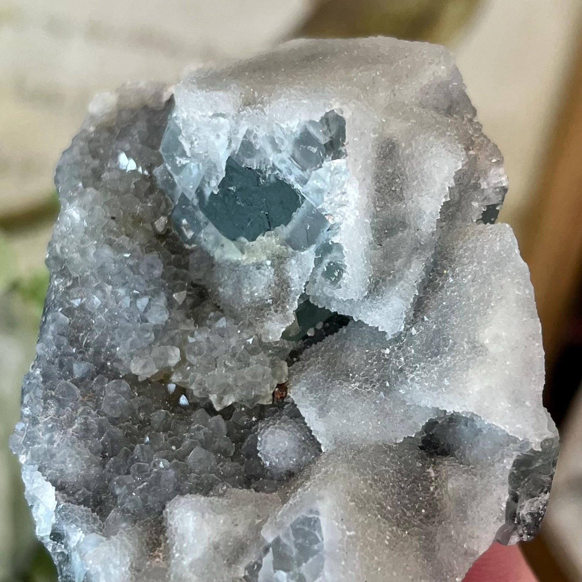 Cubic Fluorite with Quartz Specimen | Sugar Fluorite | Sugar Druzy | Light Green Fluorite Specimen