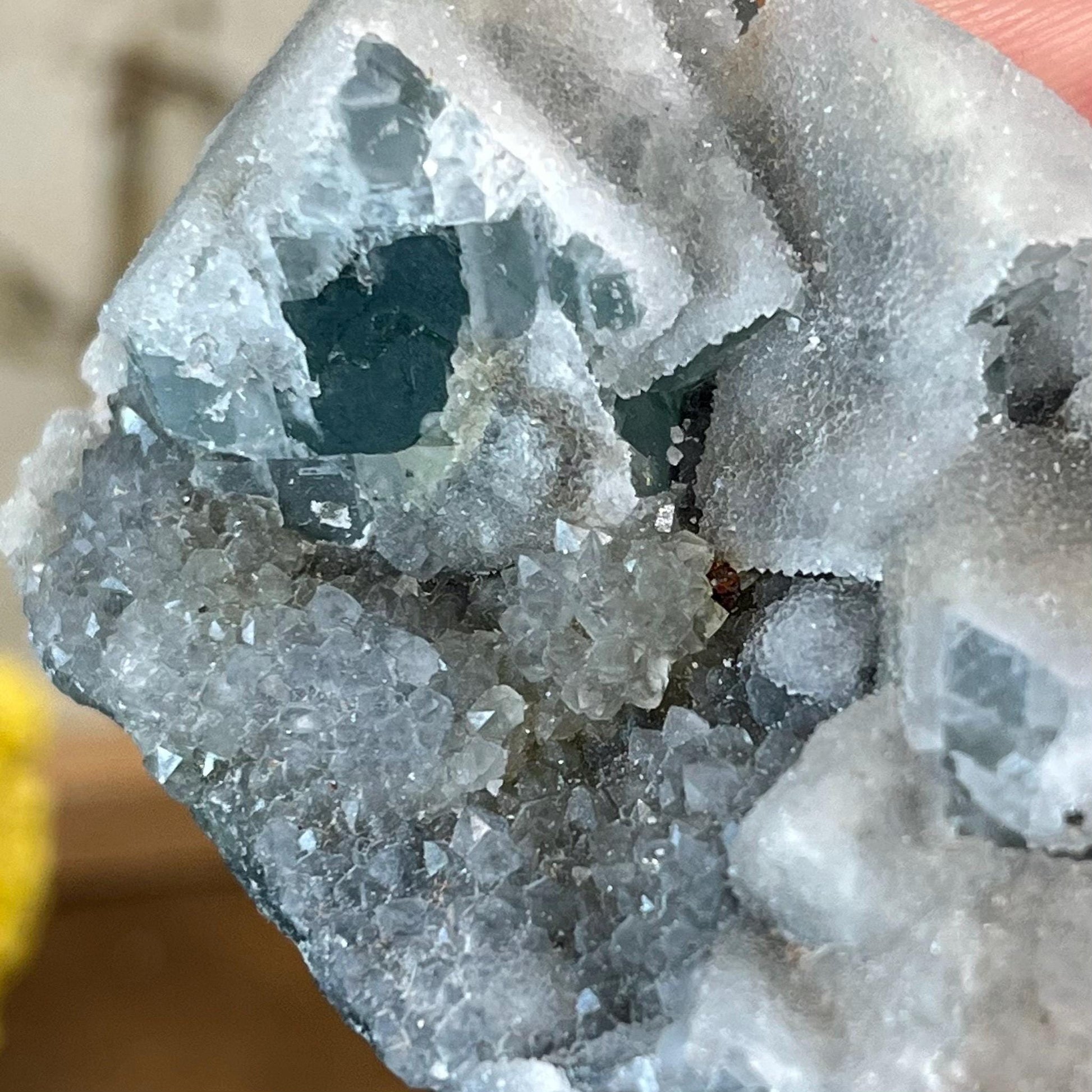 Cubic Fluorite with Quartz Specimen | Sugar Fluorite | Sugar Druzy | Light Green Fluorite Specimen