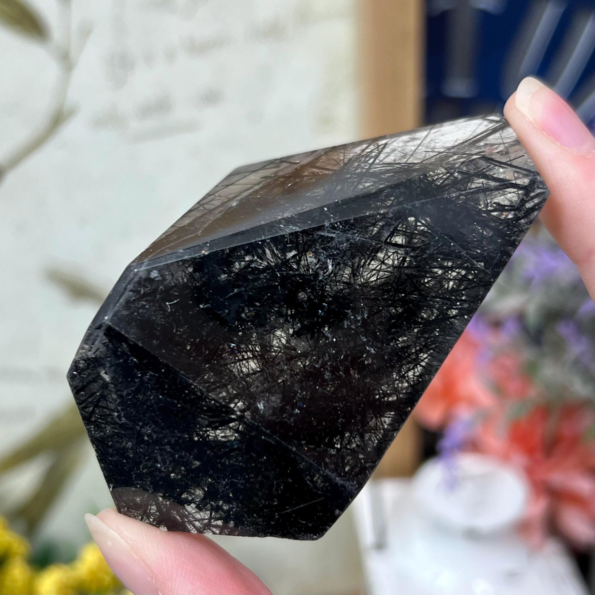 High Quality Black Tourmaline in Quartz Freeform | Tourmalinated Quartz | Black Rutile