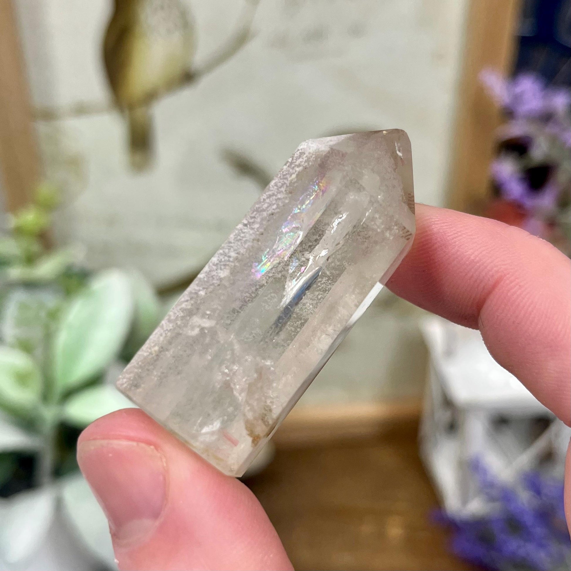 Small Phantom Quartz Tower | Included Quartz | Brazilian Quartz - CHIPPED TIP