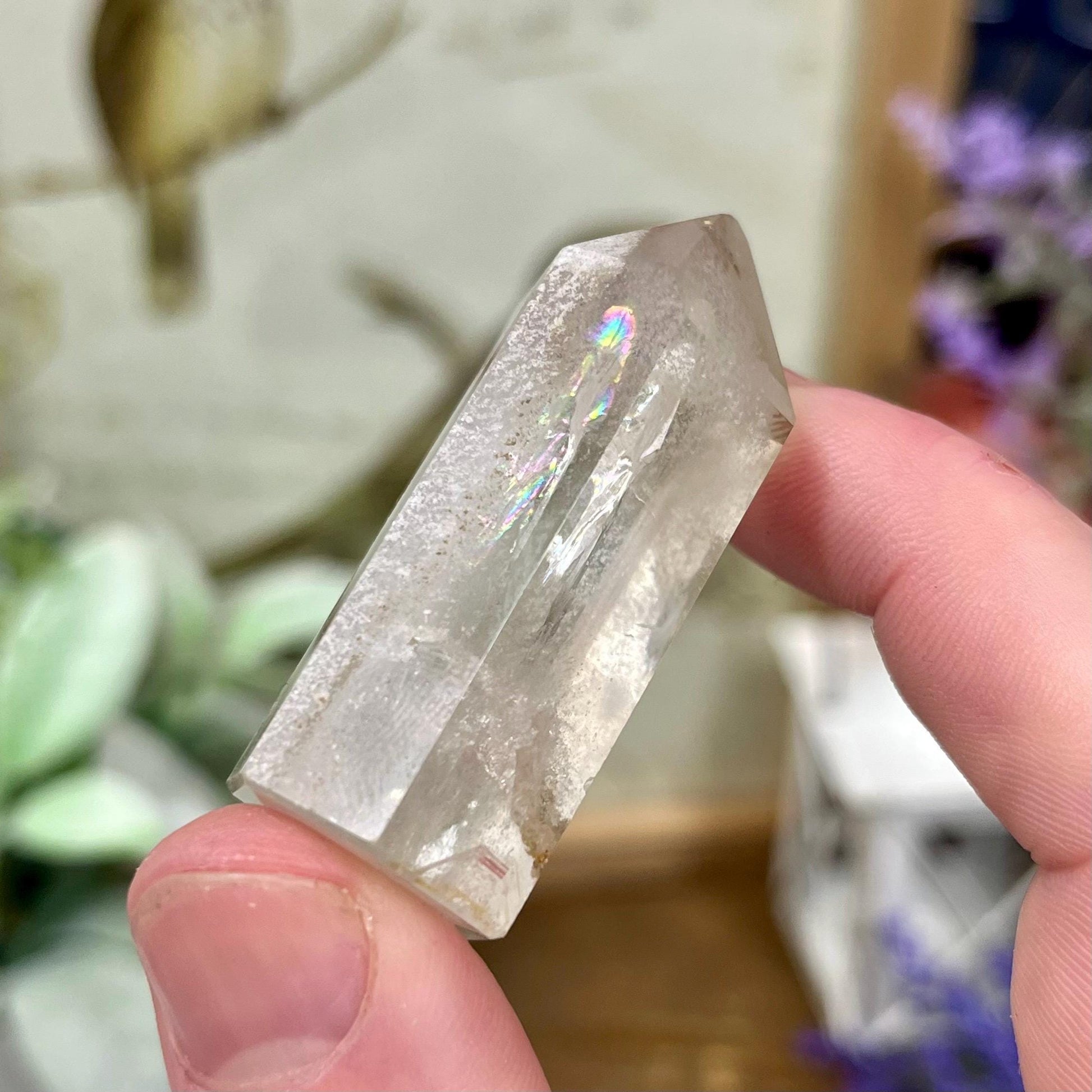 Small Phantom Quartz Tower | Included Quartz | Brazilian Quartz - CHIPPED TIP