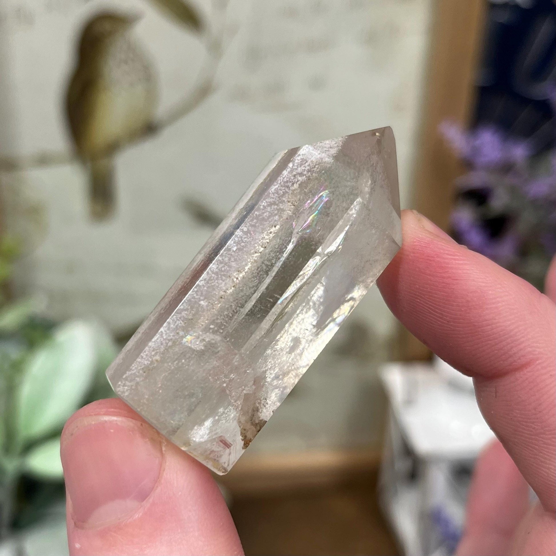 Small Phantom Quartz Tower | Included Quartz | Brazilian Quartz - CHIPPED TIP