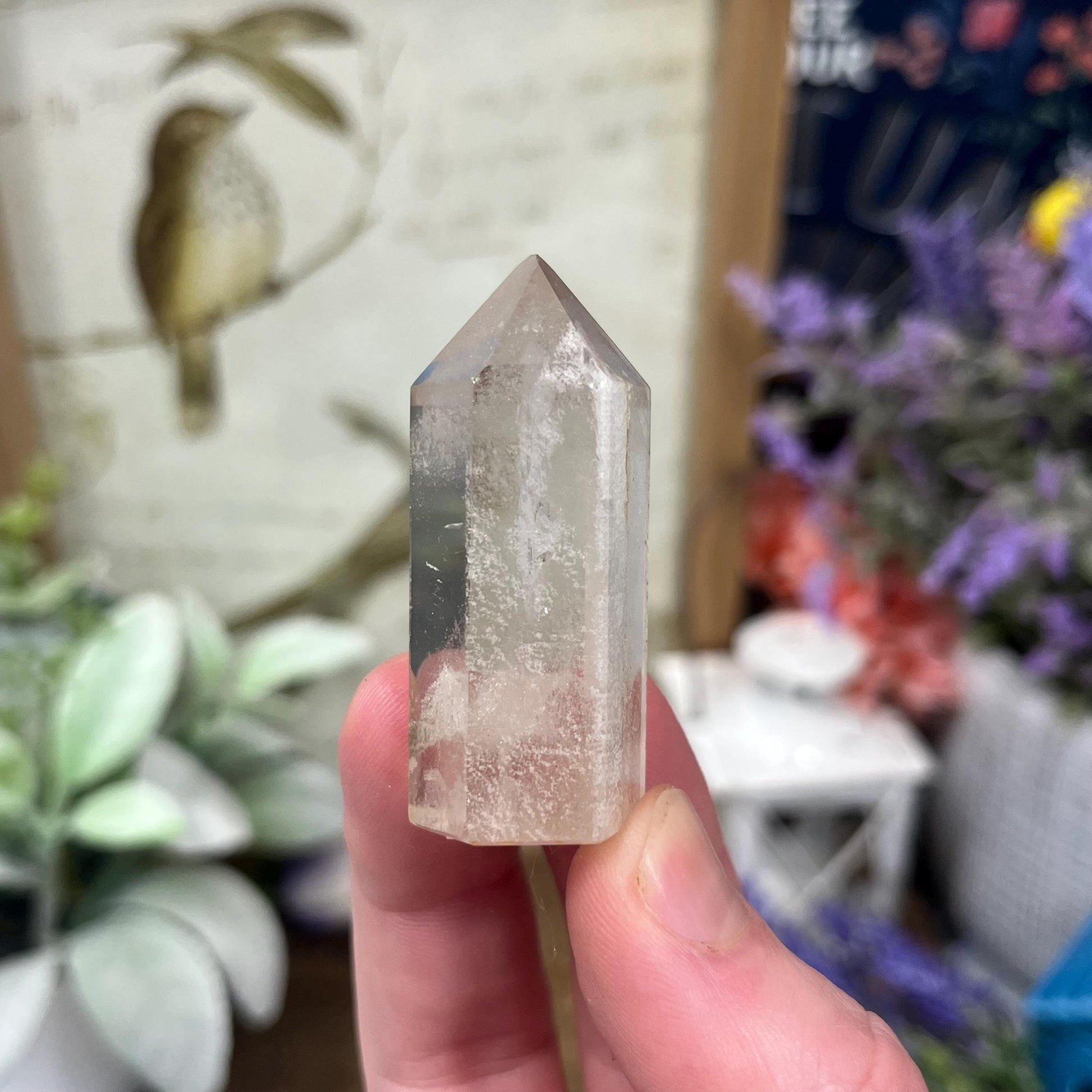 Small Phantom Quartz Tower | Included Quartz | Brazilian Quartz - CHIPPED TIP