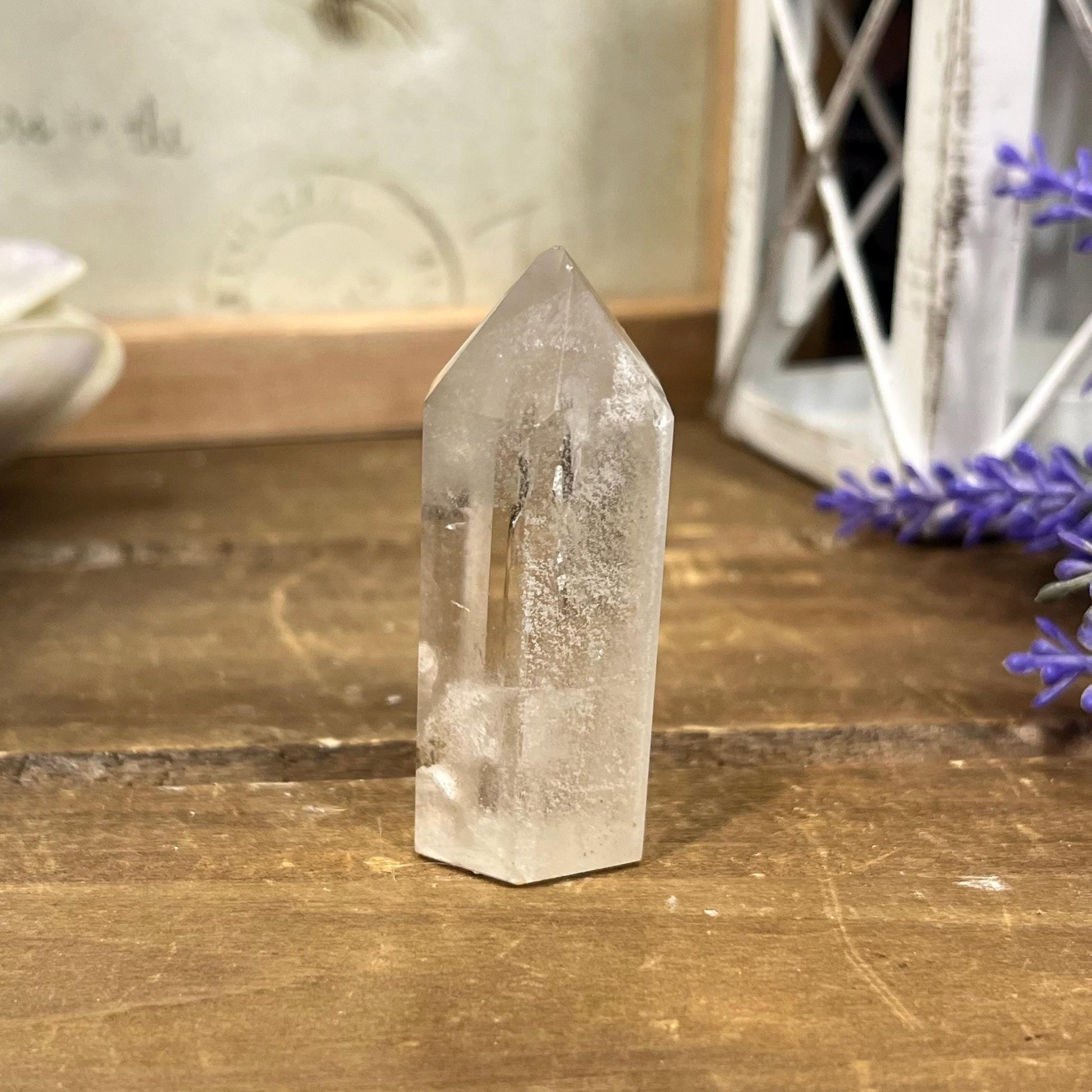 Small Phantom Quartz Tower | Included Quartz | Brazilian Quartz - CHIPPED TIP