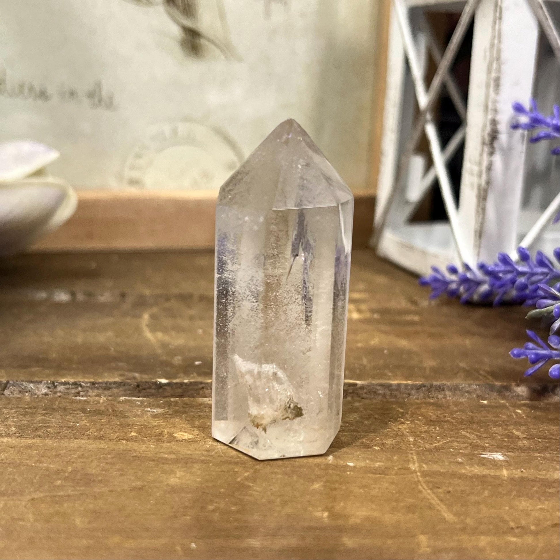 Small Phantom Quartz Tower | Included Quartz | Brazilian Quartz - CHIPPED TIP
