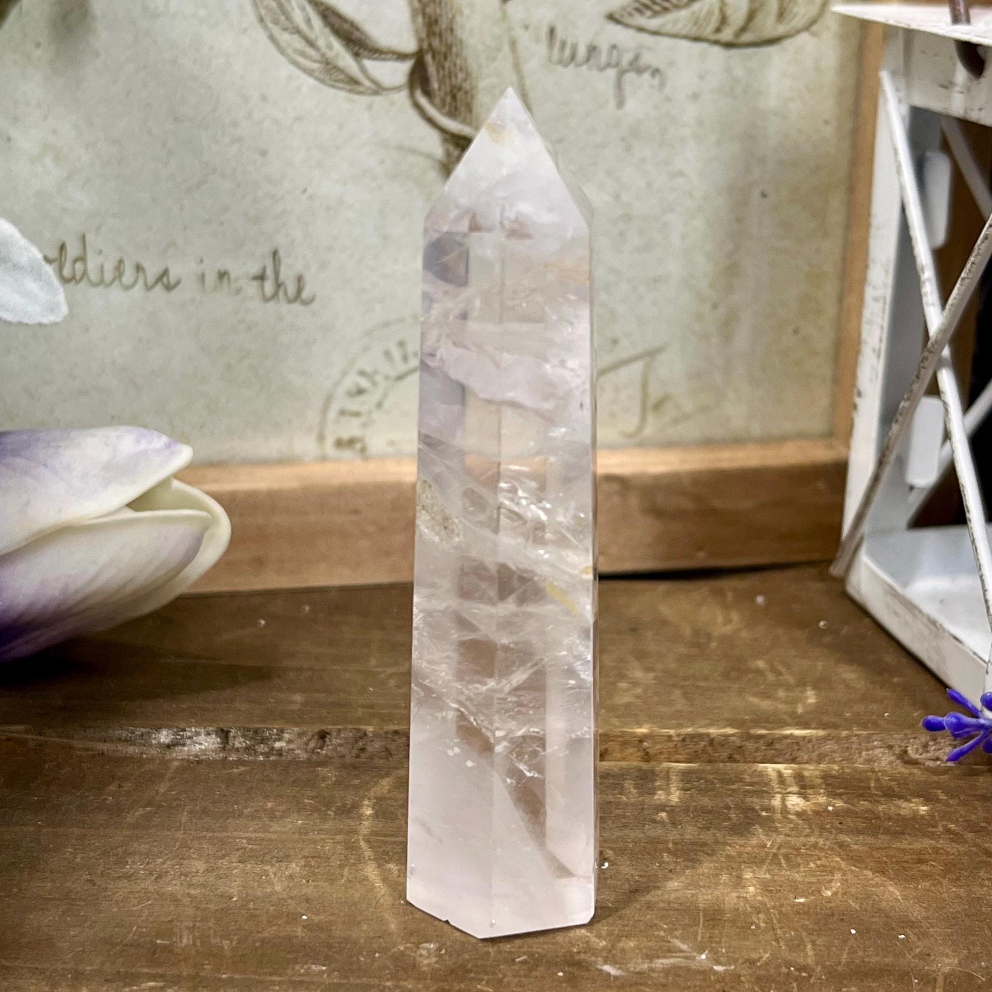 Light Rose Quartz Tower | Glassy Rose Quartz