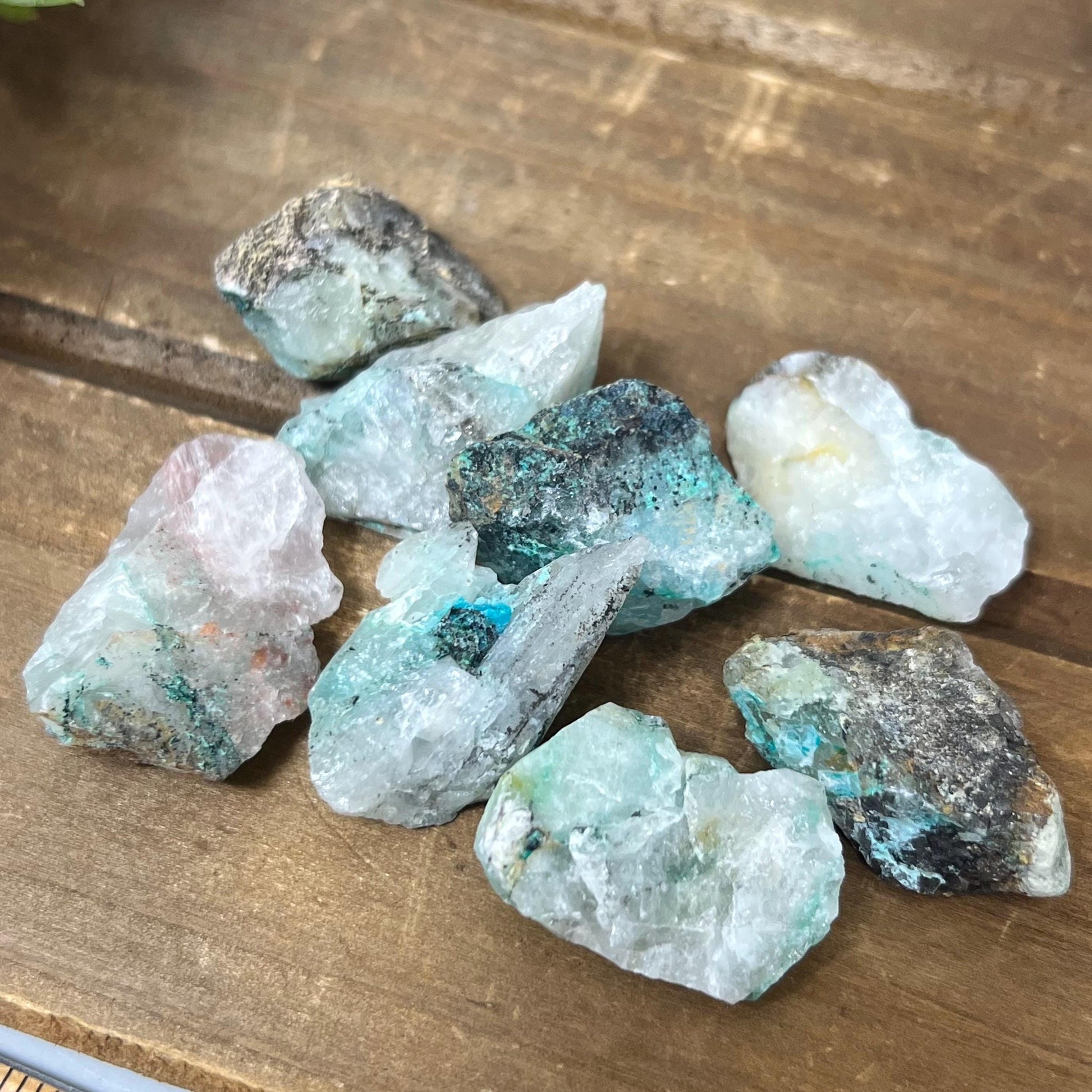 Raw Chrysocolla in Quartz Chunk from Peru | Rough Chrysocolla