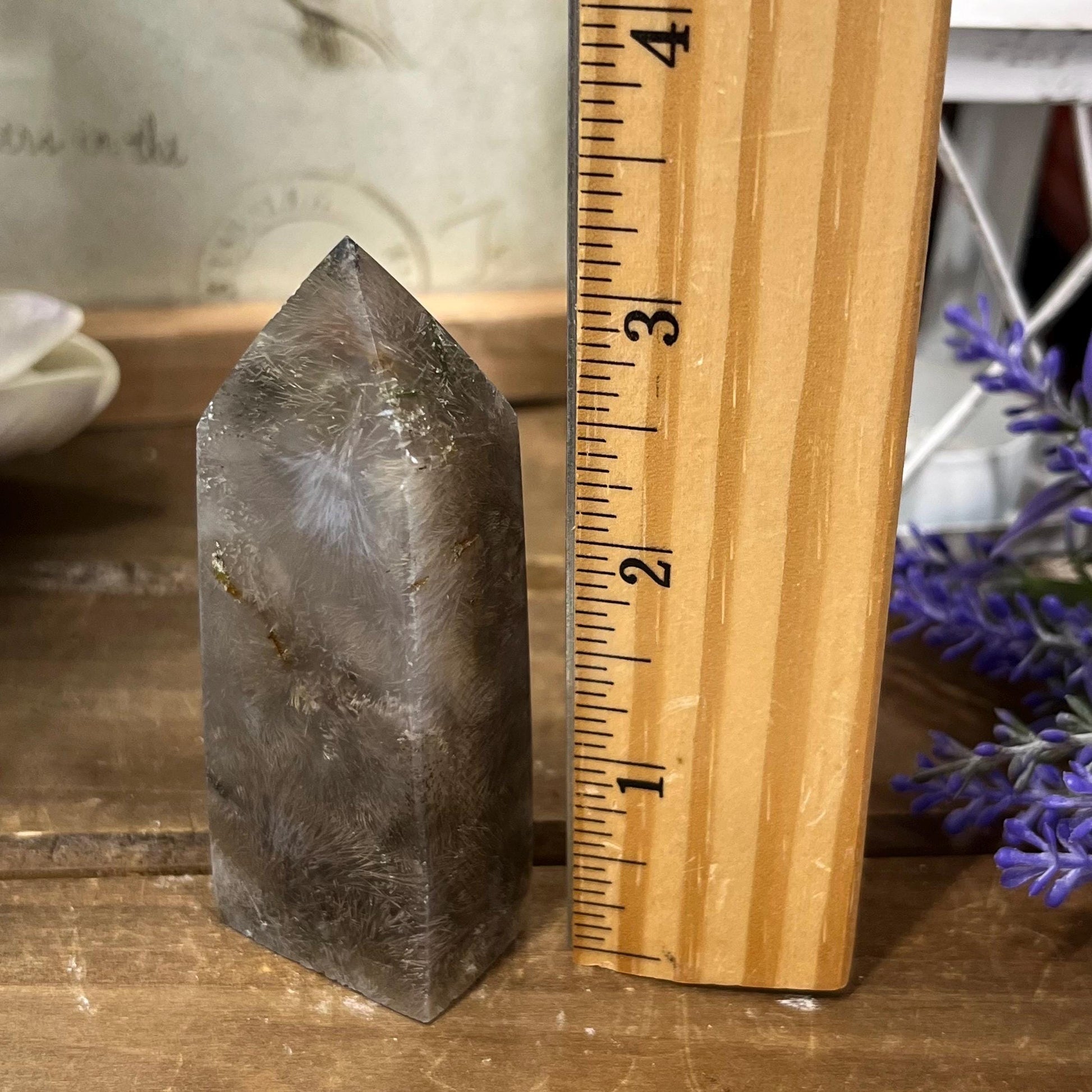 Rare Rutilated Moss Agate Tower | Unique Moss Agate | Rutilated Agate | Rutile